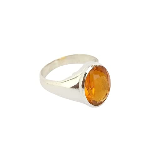 925 Sterling Silver Citrine Men's Ring - Yellow Gemstone Signet Ring for November Birthstone, Wedding & Hip Hop Jewelry - Perfect Gift for Men, Pinky & Statement Rings for Everyday Wear