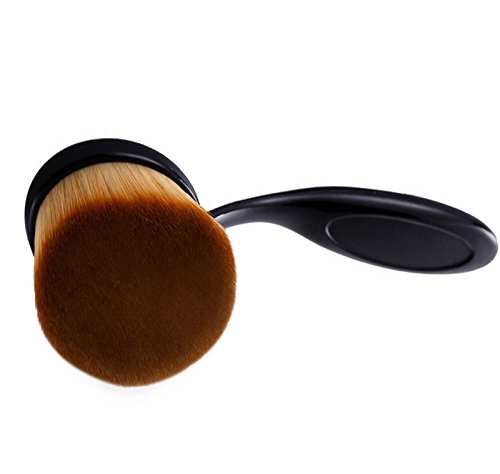Futaba Big Oval Foundation & Loose Powder Brush - Soft Kabuki Makeup Brush for Flawless Face Application - Perfect for Liquid, Cream & Mineral Powder Cosmetics (Brown)