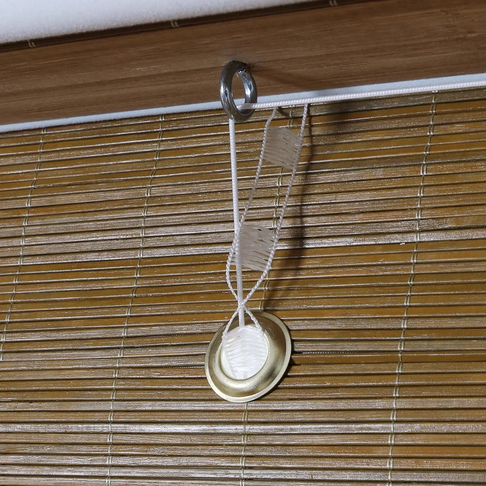 Sybil Bamboo Roman Shade in Cinnamon - Natural Wood Window Treatment for Living Room & Bedroom - Light Filtering & Privacy