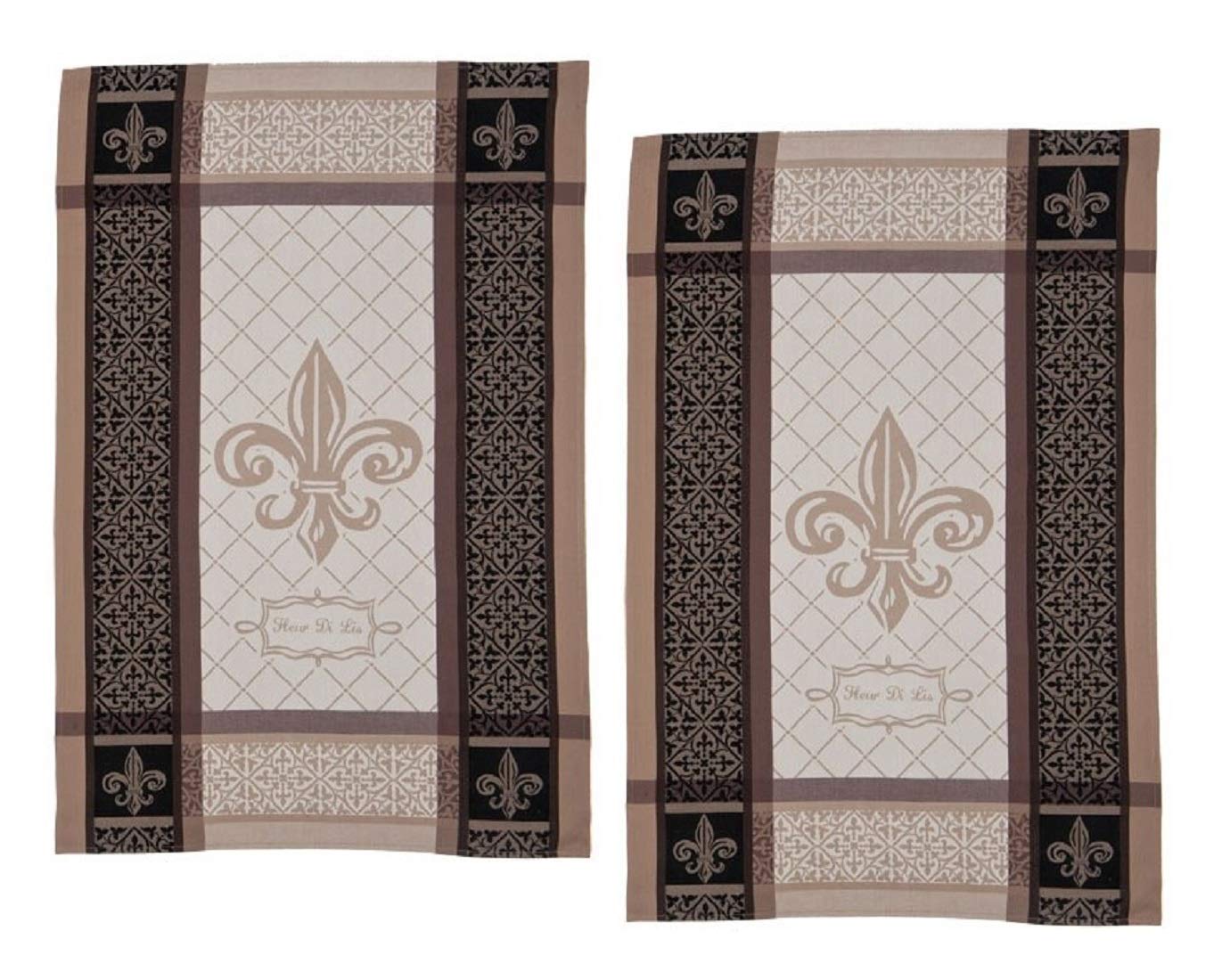 Kay Dee Designs Fleur De Lis Jacquard Kitchen Tea Towels Set of 2 - French Style Cotton Dish Towels for Cooking, Baking & Decor | Elegant Kitchen Accessories for French Country & Farmhouse Style Homes