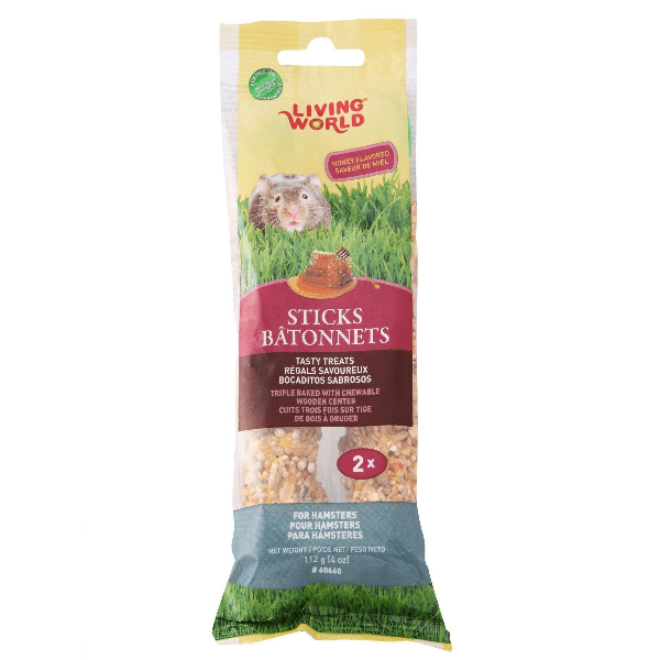 Living World Honey Flavor Hamster Treat Sticks - Healthy Chew Toys for Small Pets - Perfect for Dwarf Hamsters, Gerbils & Mice - Cage Accessories for Enrichment & Dental Care