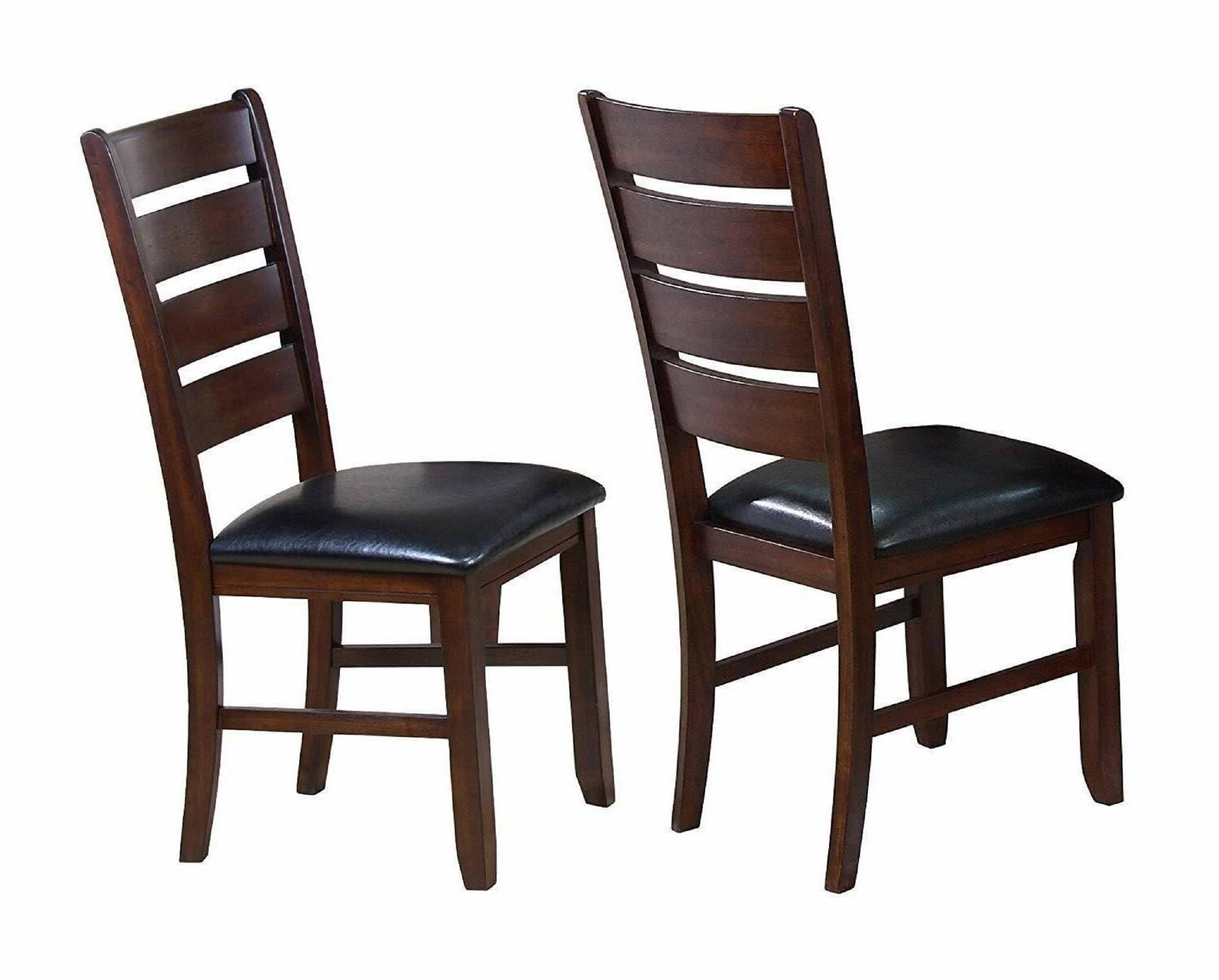Modern Dining Chairs Set of 2 - Brown Espresso Finish Solid Wood with Faux Leather Cushions - Kitchen & Dining Room Furniture for Home, Restaurant, and Office Use