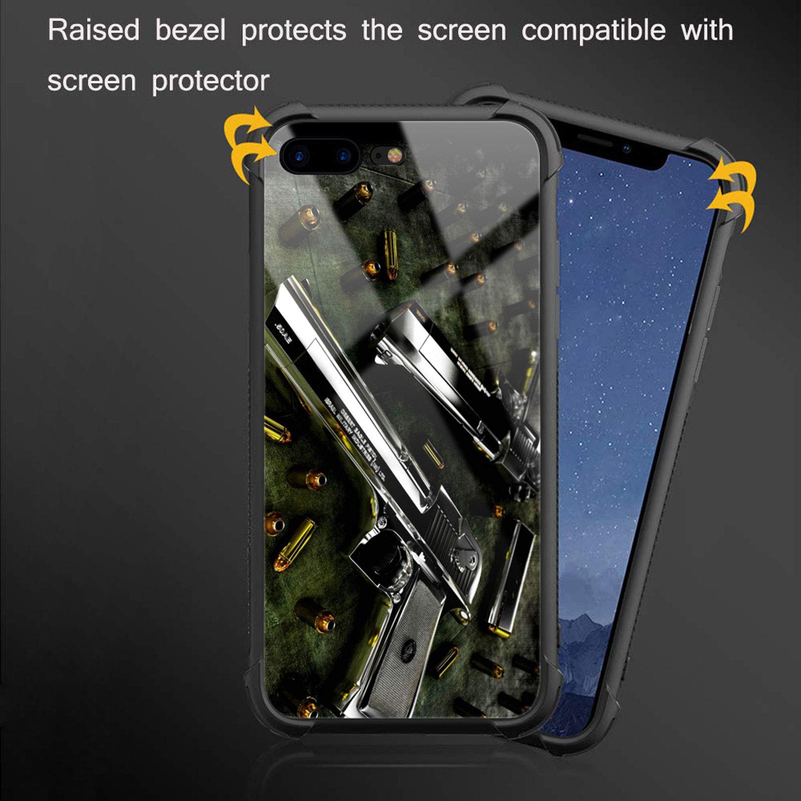 Shockproof iPhone 8/SE 2020 Case with Gun & Bullet Design - Anti-Scratch Hard PC Back Cover for Girls | Perfect for School, Work & Outdoor Protection
