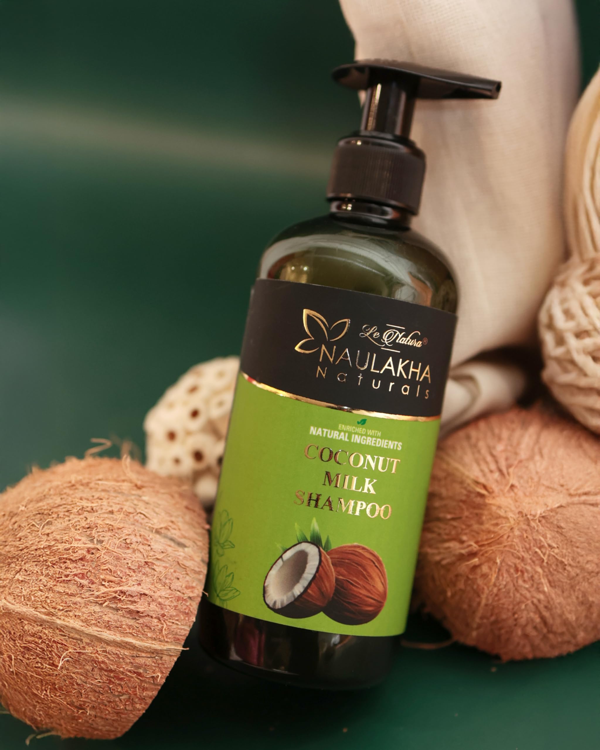 Naulakha Naturals Coconut Milk Shampoo 300ml - Sulfate & Paraben Free Hydrating Shampoo for All Hair Types | Promotes Healthy Shiny Soft Hair | Daily Use for Dry, Damaged & Curly Hair | Home & Salon Hair Care Solution