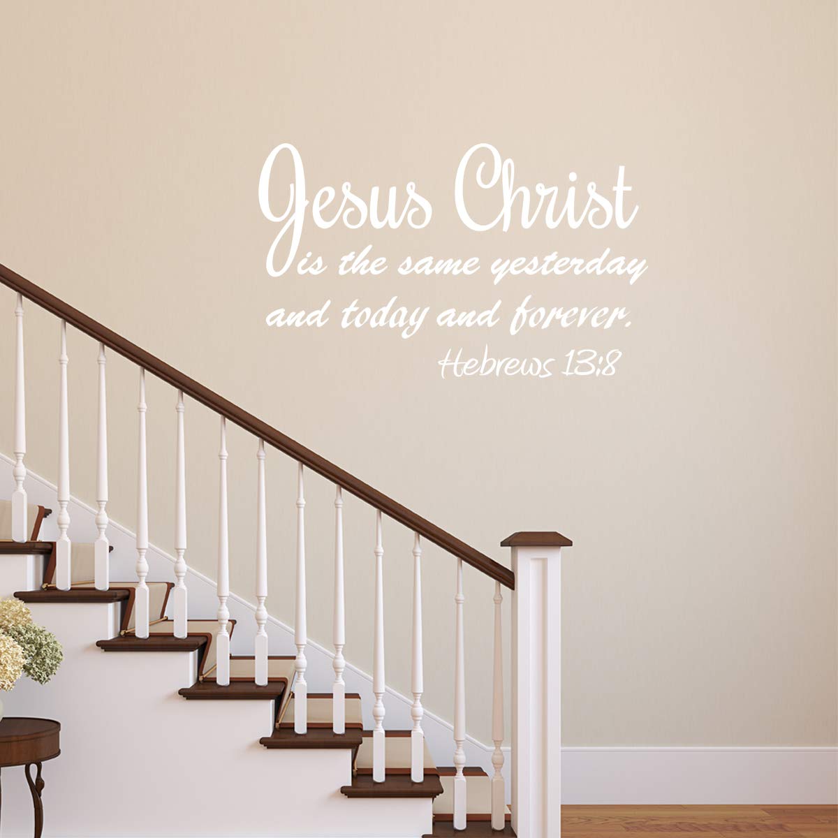 Hebrews 13:8 Wall Decal - Jesus Christ Bible Quote Decor for Home & Church (14.5x22in)