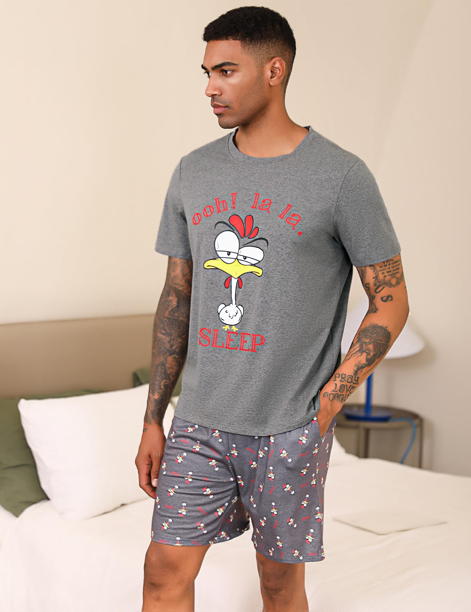 Men's Cotton Pajama Set - Soft V-Neck Sleepwear with Pockets for Lounge & Relaxation at Home