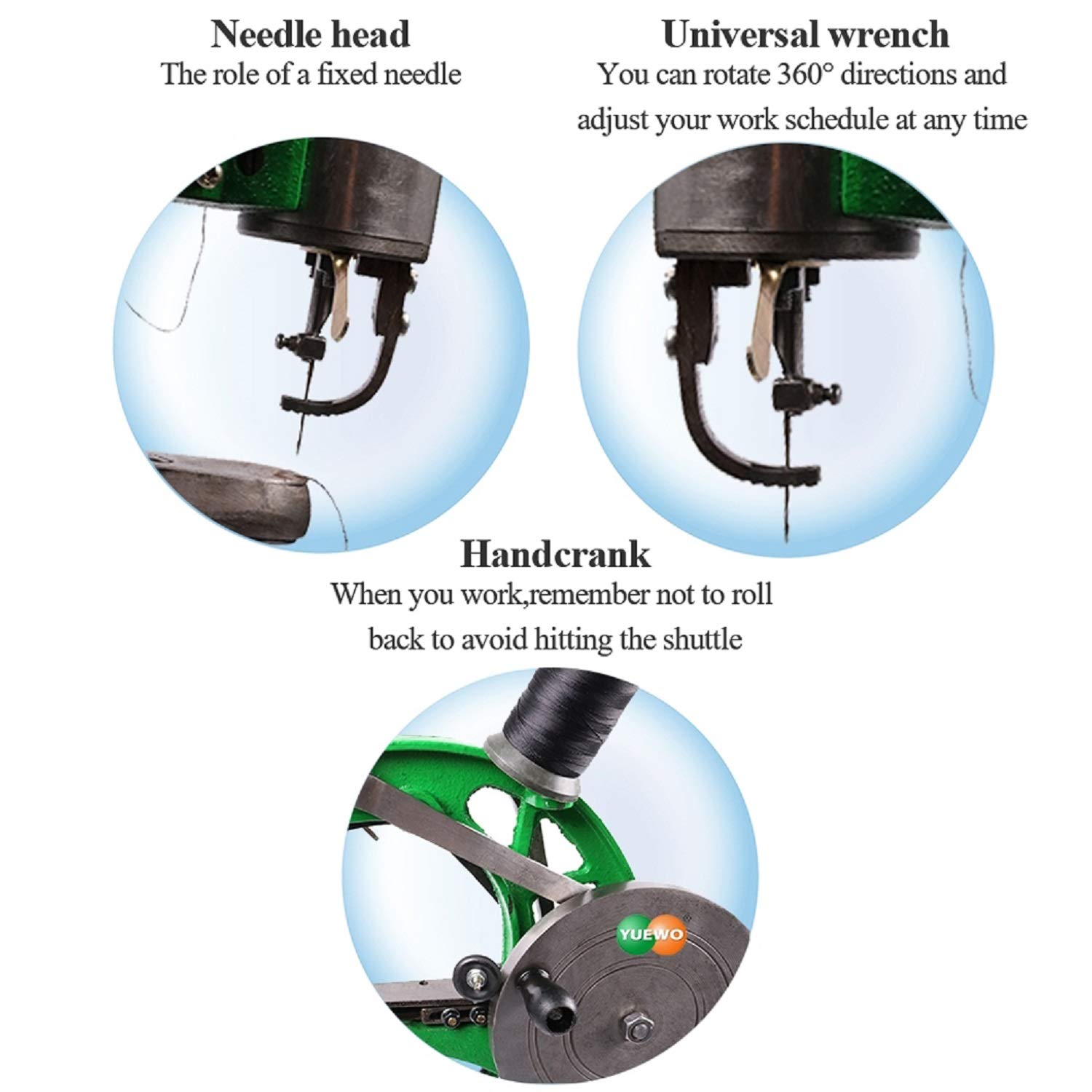 YUEWO DIY Cobbler Sewing Machine for Shoe Repair - Manual Leather Stitcher with Cotton Nylon Thread (Green) - Perfect for Home Shoe Mending, Boot Repair & Leather Craft Projects