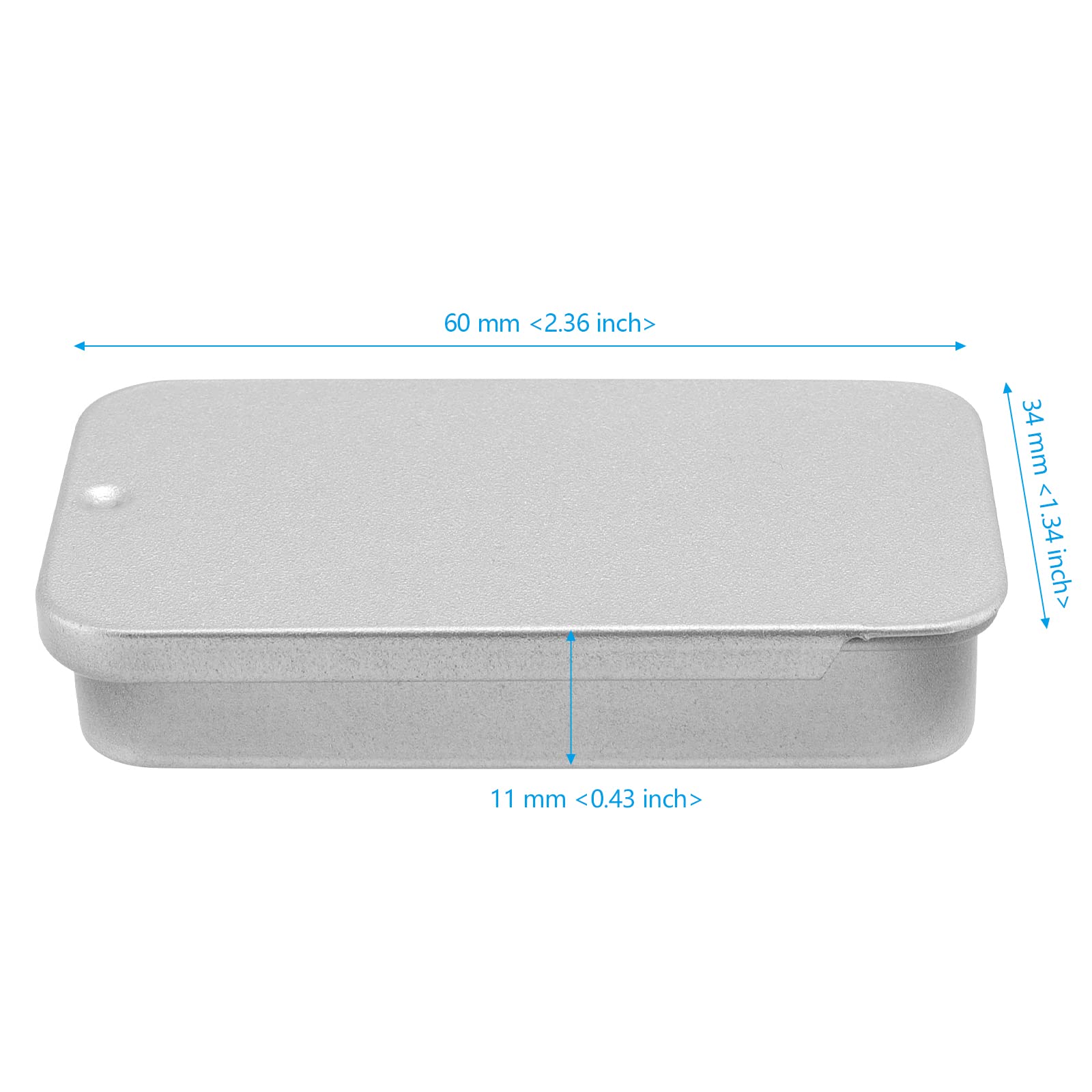 30 Pack Small Silver Metal Tin Containers with Slide Lids - 0.43x2.36x1.34 Inch Rectangular Storage Boxes - 0.5 oz Mini Tins for DIY Crafts, Jewelry Making, Candle Storage, Party Favors & Travel Organizer - Perfect for Beads, Pins, Spices & Essential Oils