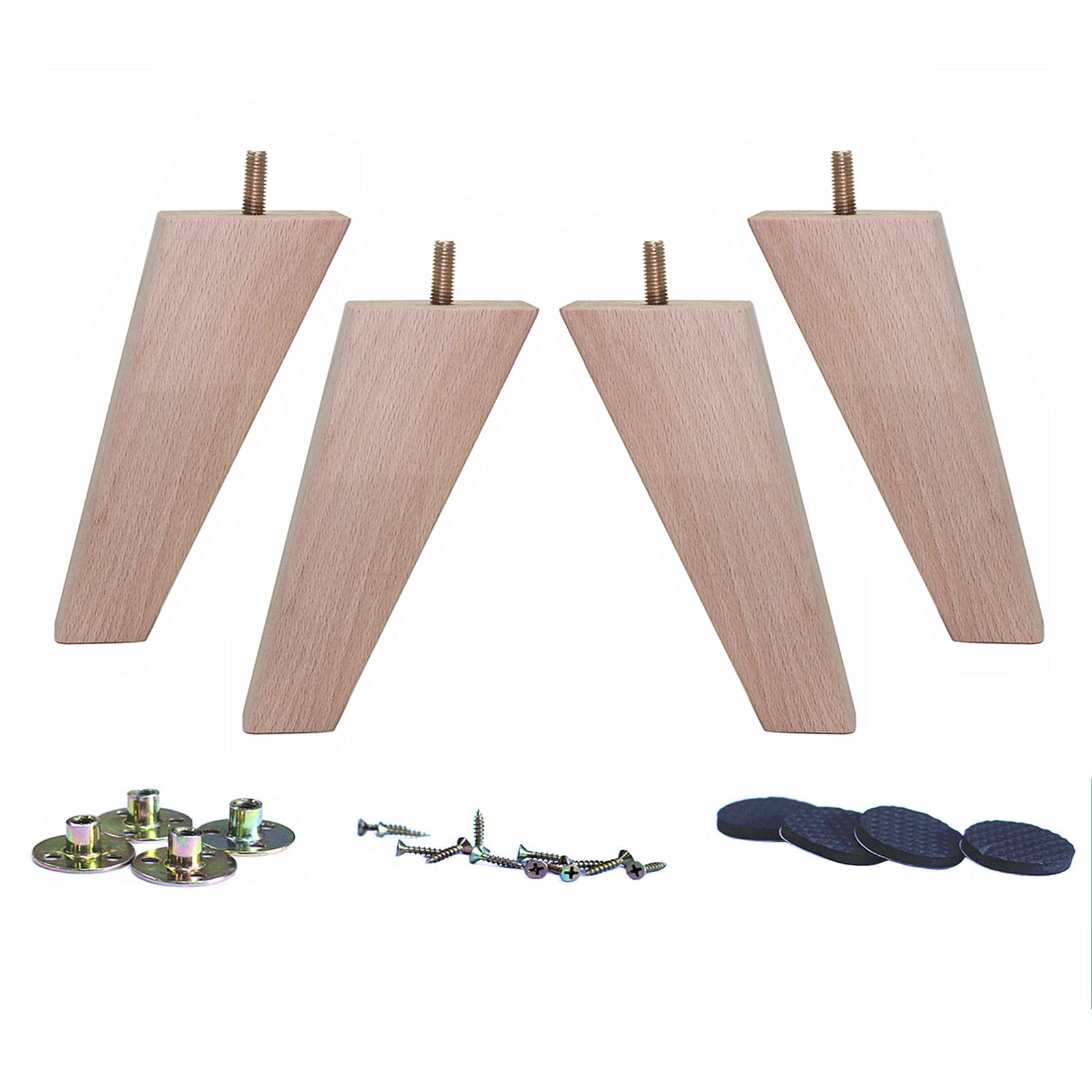 WEICHUAN Unfinished Beech Wood Furniture Legs - 4.5