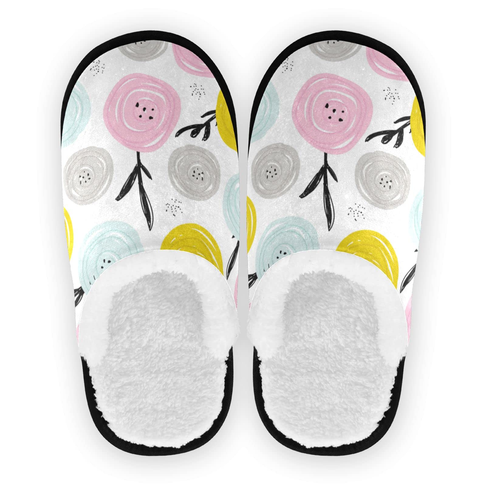 Vozoza Memory Foam Slippers for Women & Men - Soft Non-Slip Indoor/Outdoor House Shoes with Floral Design - Perfect for Home, Travel, Spa & Relaxation