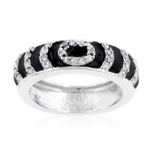 Black Ripple Ring for Women - Unique Wave Design Stainless Steel Fashion Jewelry - Perfect for Everyday Wear, Gift Giving & Special Occasions