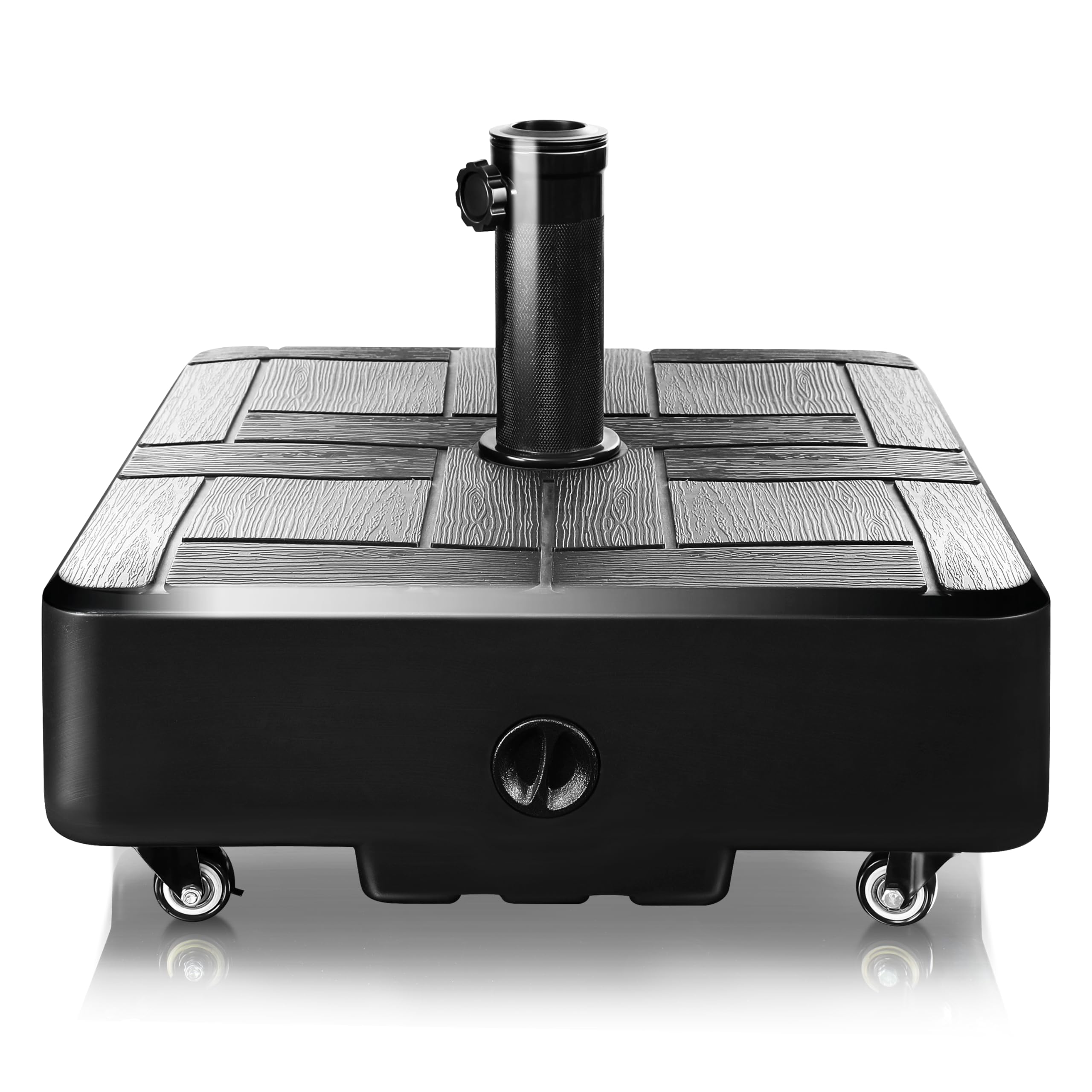 FRUITEAM 155lb Heavy Duty Fillable Portable Umbrella Base with 4 Wheels - Wind-Resistant Square Market Stand for Patio, Deck & Outdoor Use - Includes 2 Locks & 1 Knob - Perfect for Commercial Events, Backyard BBQs and Beach Parties