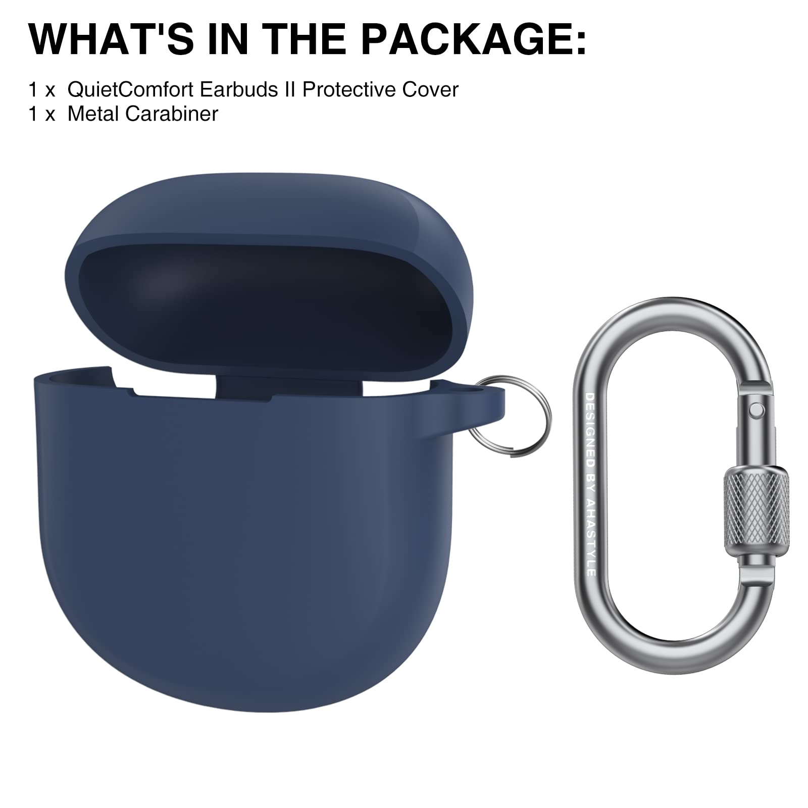 AHASTYLE Shockproof Silicone Case for Bose QuietComfort Earbuds II & Ultra (2023) - Full Protection Skin Cover - Deep Blue - Perfect for Travel, Workouts & Daily Use