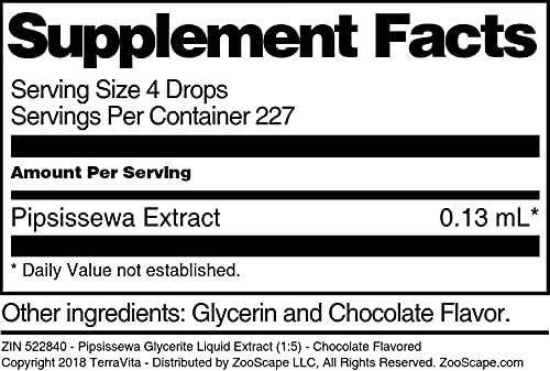 Organic Pipsissewa Glycerite Liquid Extract (1:5) - Chocolate Flavored Herbal Supplement - 1oz Bottle (3 Pack) - ZIN: 522840 - Perfect for Tea, Smoothies & Natural Remedies