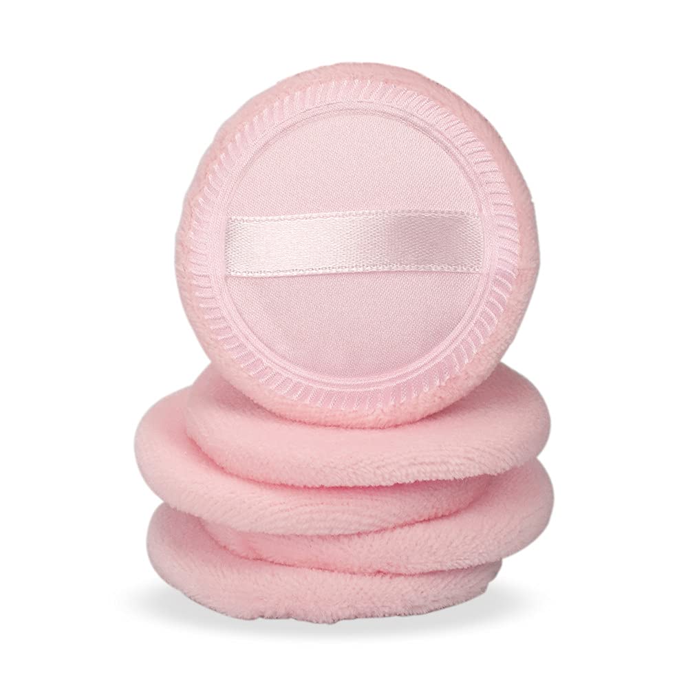 5Pcs Soft Honey Powder Puff Set for Loose Powder & Makeup Application - Premium Cotton Body Puff Makeup Tools (Pink) by POOWE - Perfect for Professional Makeup & Everyday Beauty Routine