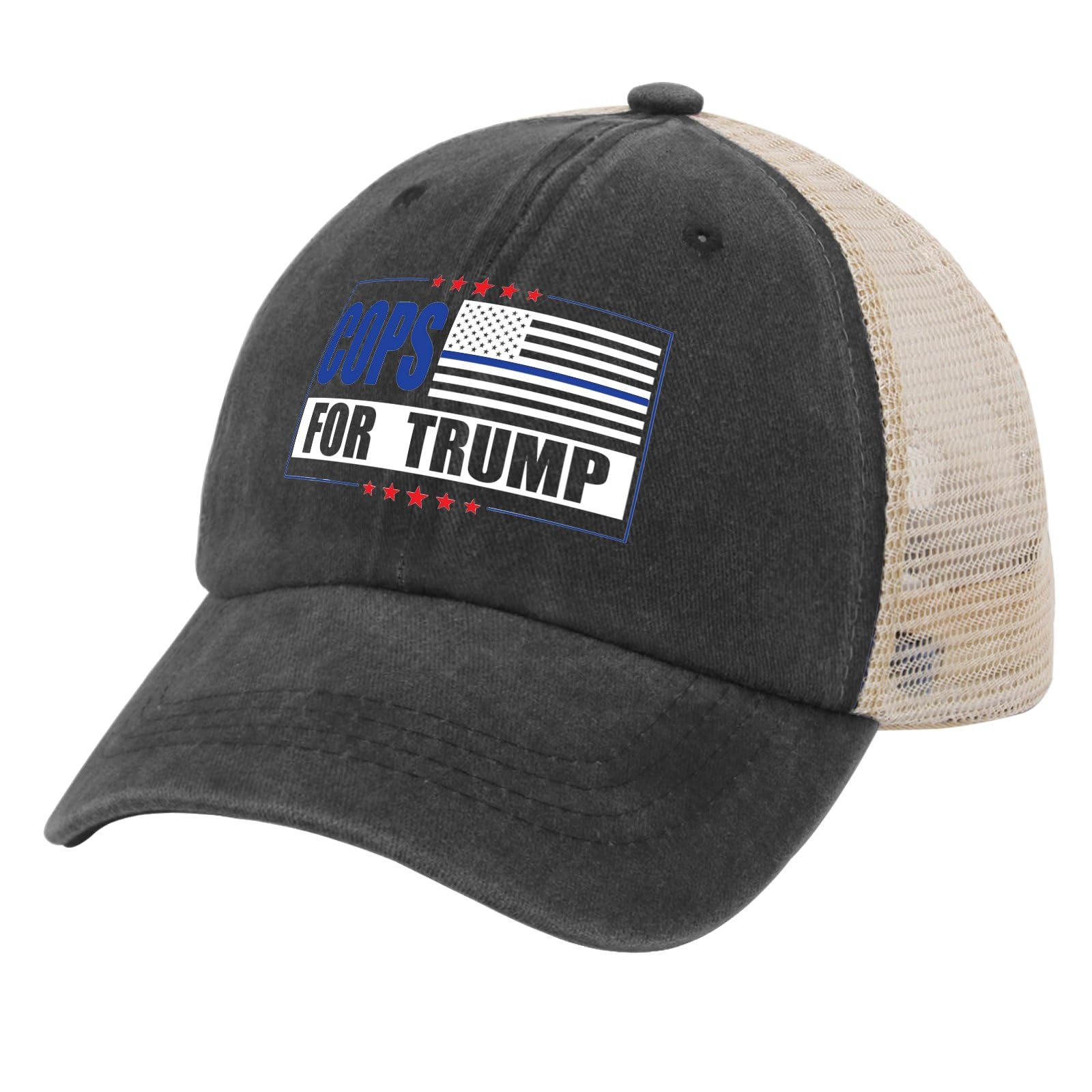 Trump Hat for Men & Women - All Black Adjustable Trucker Cap - Cowboy & Cowgirl Outdoor Beach Hat - Perfect for Political Rallies, Outdoor Events & Patriotic Fashion