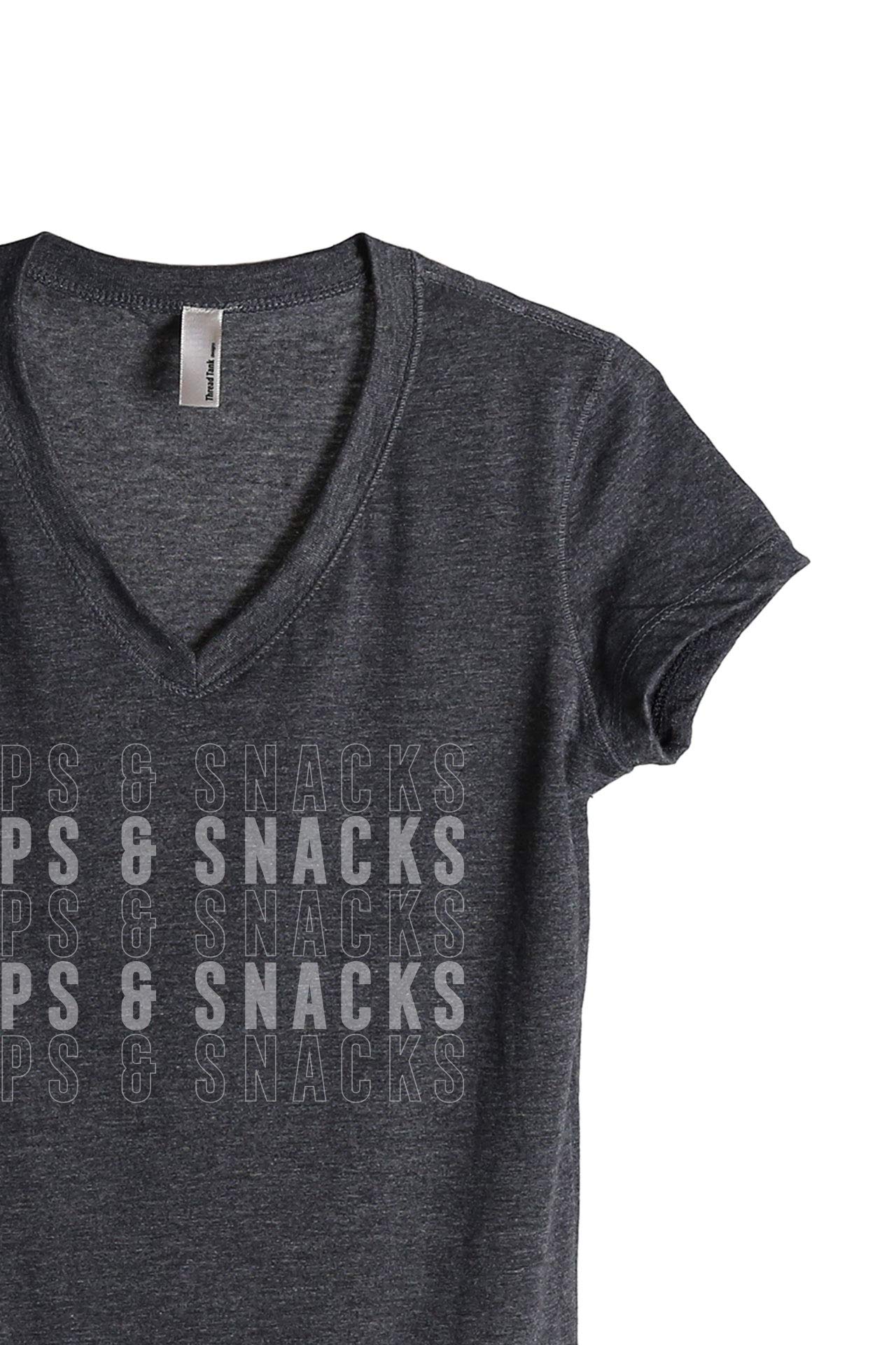 Thread Tank Naps and Snacks Women's Relaxed V-Neck T-Shirt | Soft Casual Tee for Everyday Wear & Lounge Outfits