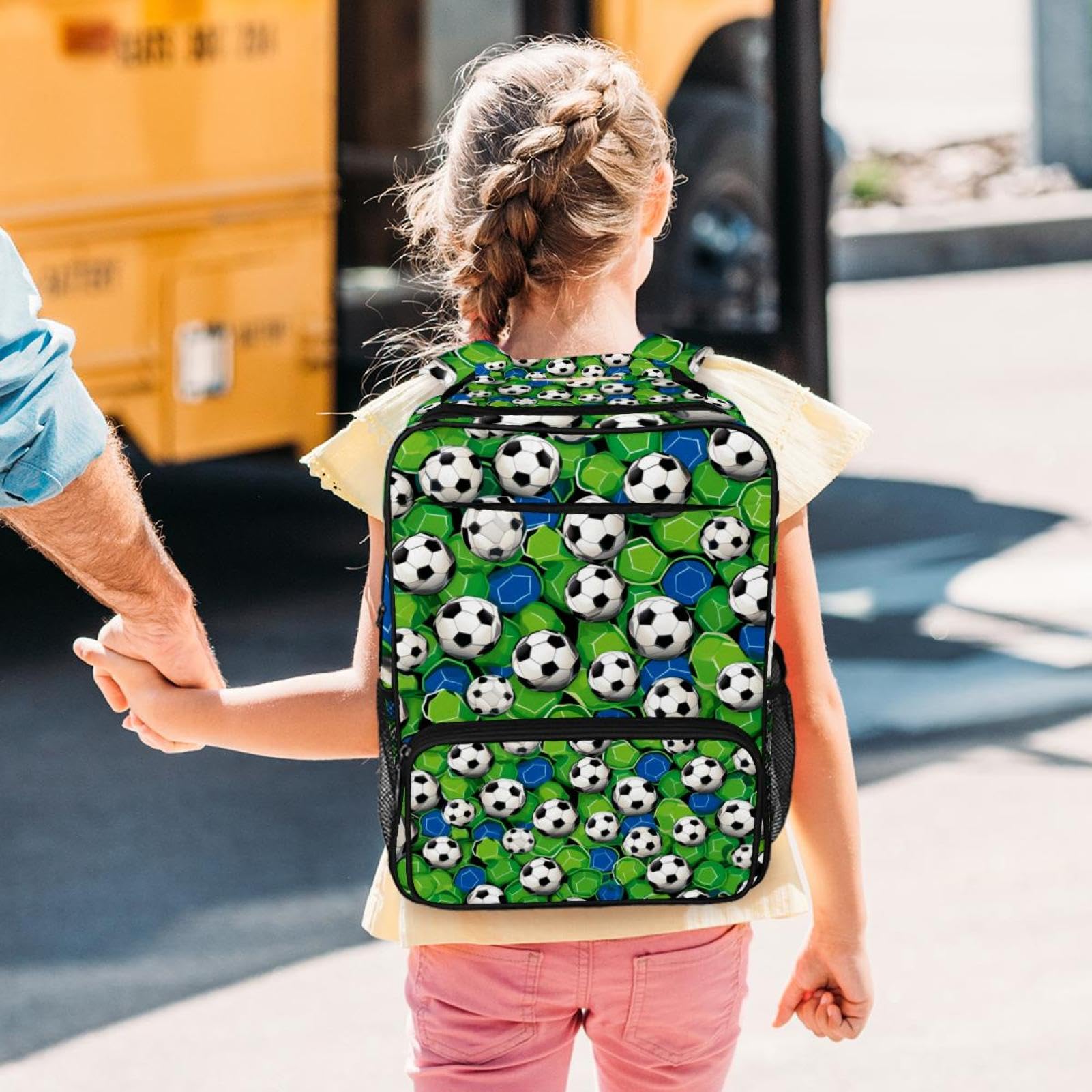 Stylish Travel & Work Backpack with Floral Soccer Ball Design - Perfect for Commuting, School, Sports & Outdoor Adventures