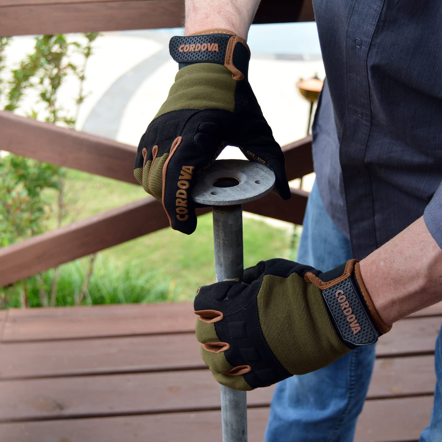 Cordova 99502 Grip Work Gloves - Full Silicone Dots for Maximum Grip, Padded Knuckle Protection, Flexible Spandex Back & Adjustable Wrist Closure - Ideal for Construction, Landscaping, Warehouse and DIY Projects (Medium)