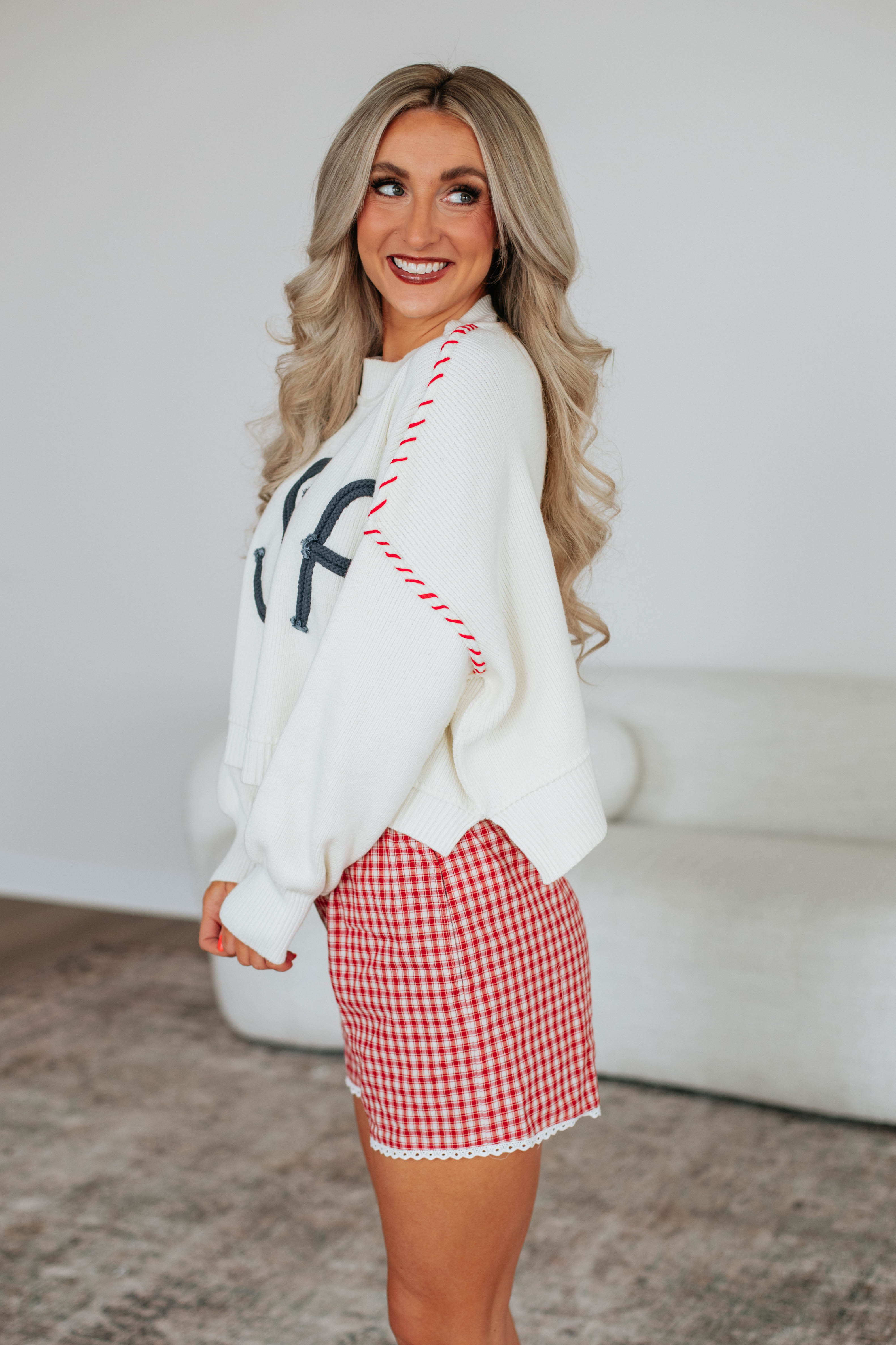 Americana Sweater Ivory - Cozy Knit Pullover for Women | Perfect for Fall & Winter Layering, Casual Outfits & Holiday Gatherings