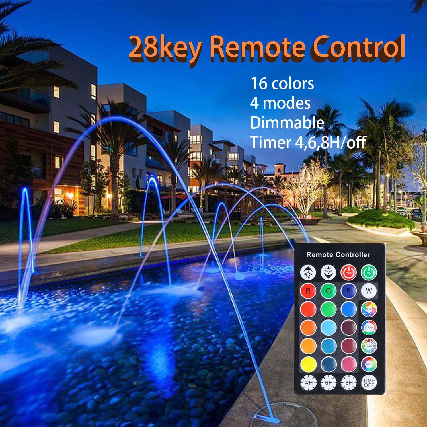 12V LED Underwater Pond Lights with Timer - IP68 Waterproof Fountain Lights for Outdoor Pools, Gardens & Landscapes (3-Pack) - Perfect for Backyard Water Features, Koi Ponds & Decorative Lighting