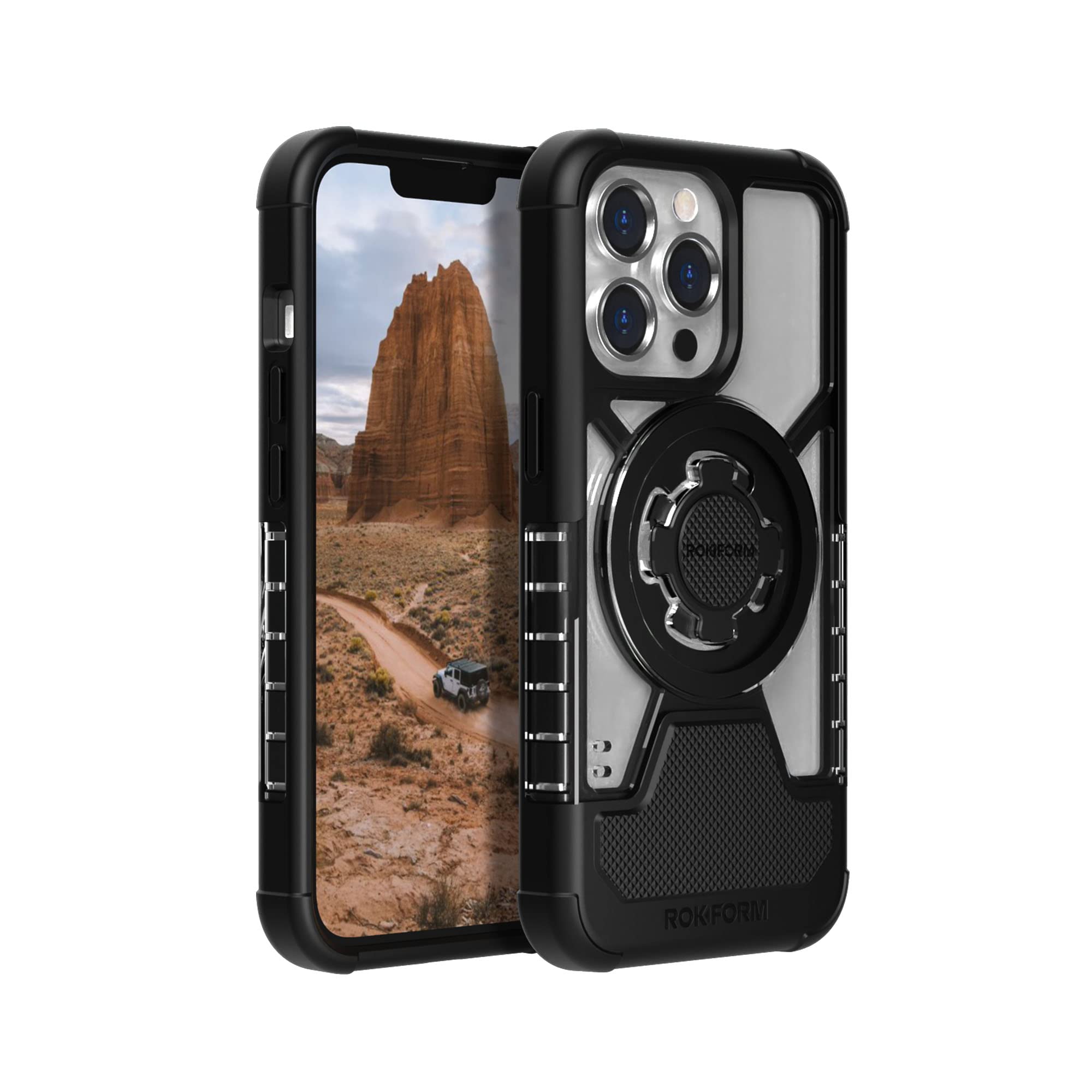 Rokform Crystal Series iPhone 13 Pro Case - Slim Magnetic Clear Cover with Dual Magnet & MagSafe Compatibility, RokLock Twist Lock, Drop Tested Armor - Perfect for Outdoor Adventures & Daily Use