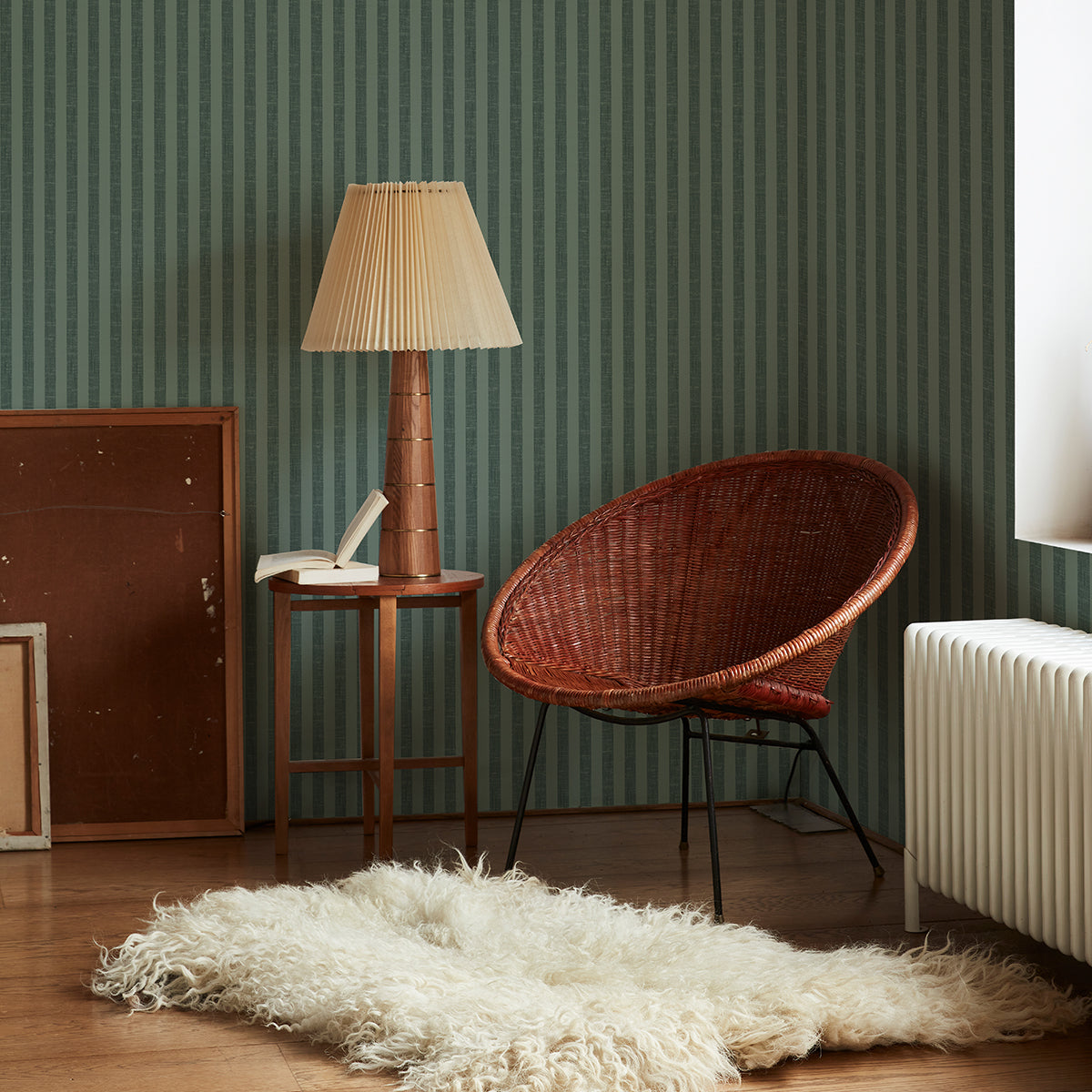 Pine Green Pembroke Stripe Wallpaper - Premium Peel and Stick Wallpaper for Bedroom, Living Room & Office - Easy to Apply & Remove Self-Adhesive Wallpaper