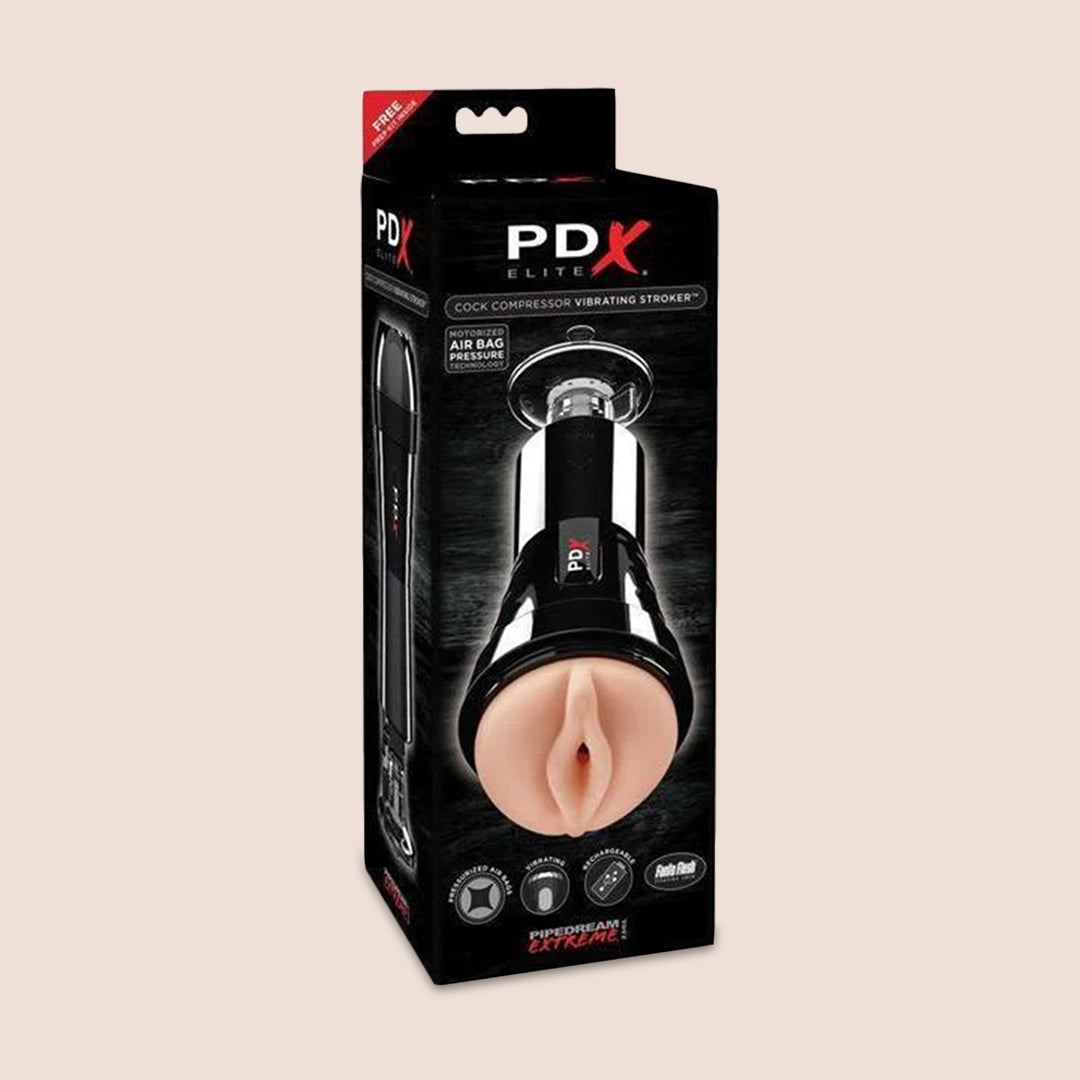 Pipedream Extreme Elite Shaft Compressor Vibrating Stroker - Powerful Adult Toy for Men, Realistic Sensation, Waterproof & Rechargeable - Perfect for Solo Play & Couples Intimacy