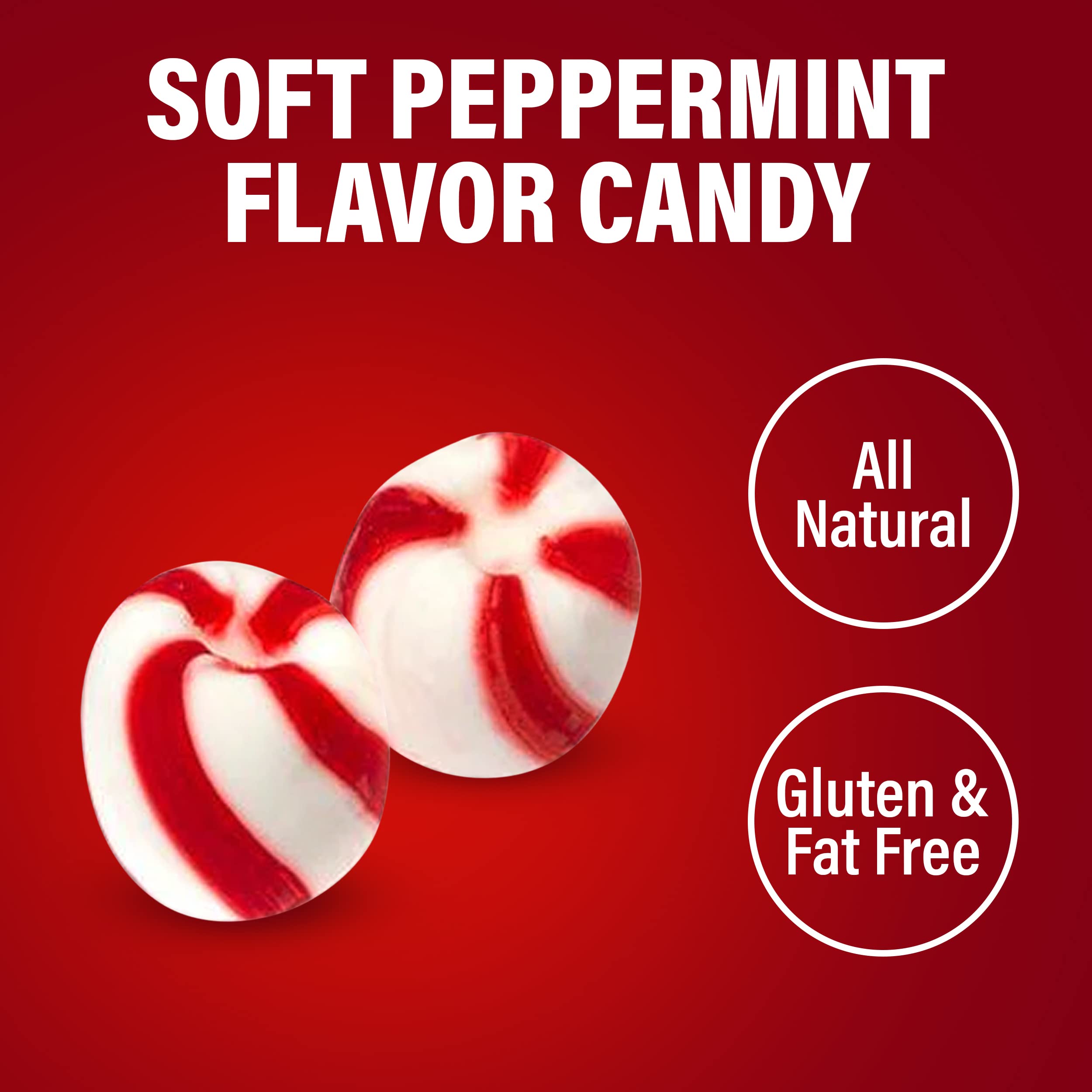 BobsSweet Stripes Soft Peppermint Candy - 1.8 Pound Individually Wrapped Mint Candies | Christmas Holiday Treats, Office Snacks & Party Favors