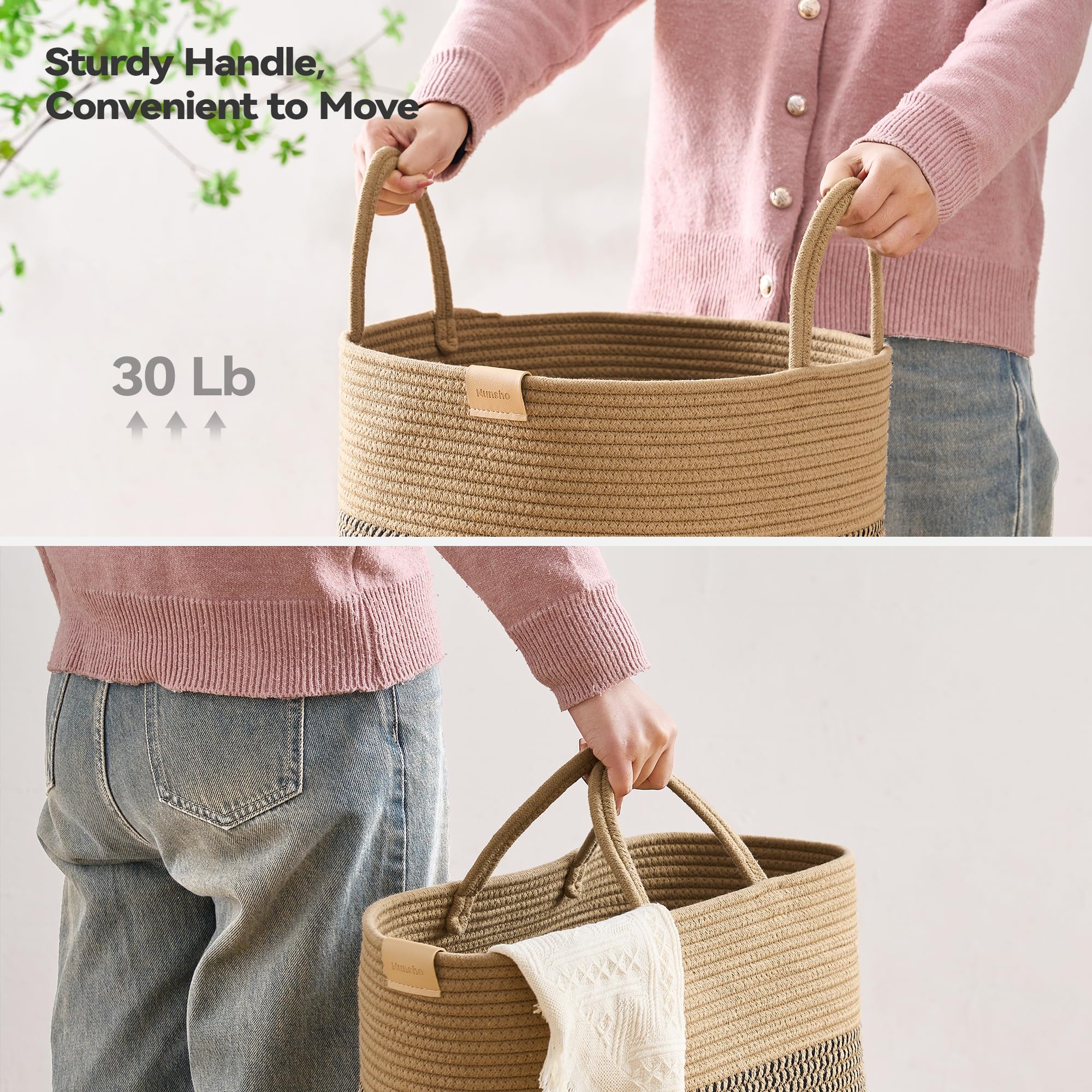 80L Large Woven Laundry Hamper Basket - Dark Brown Nursery Storage Organizer for Baby Clothes, Toys, Blankets & Pillows | Perfect for Nursery, Bedroom, Closet & Laundry Room Organization