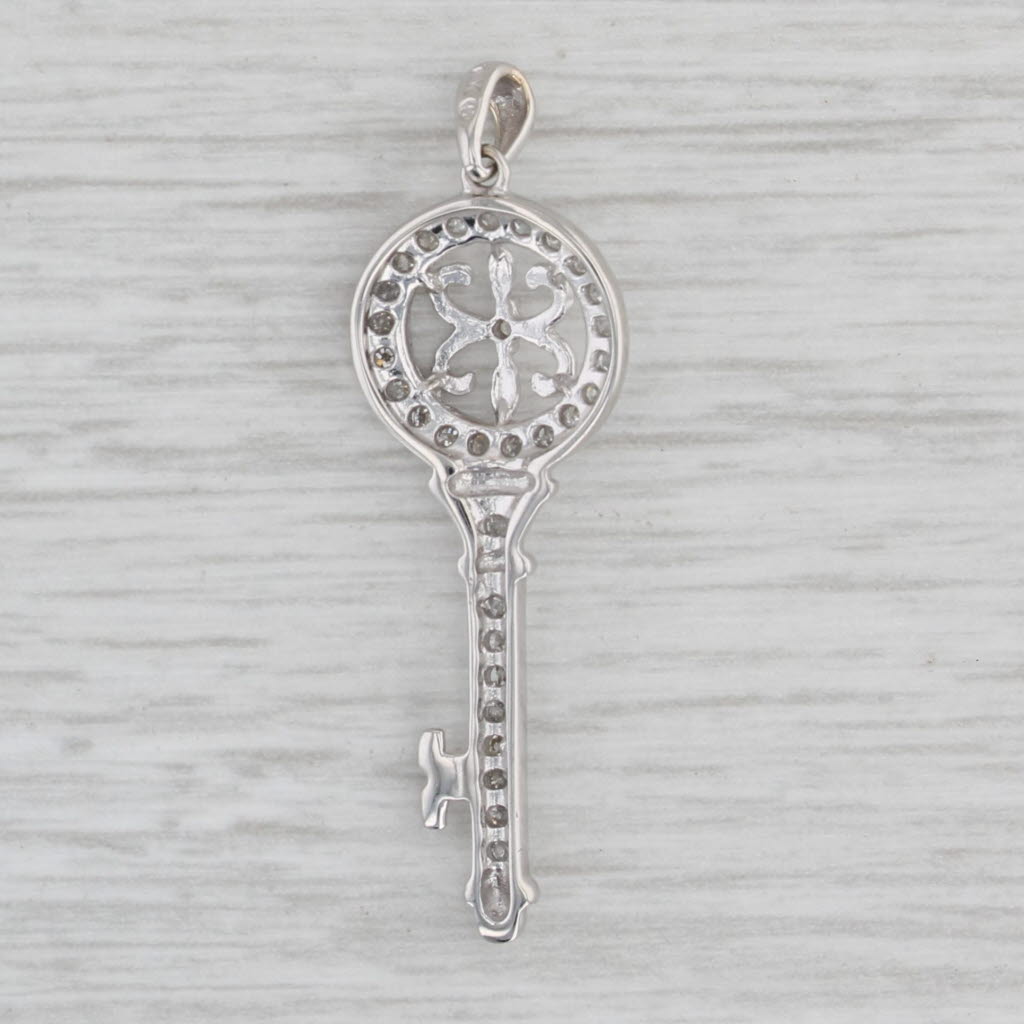 0.20ctw Diamond Skeleton Key Pendant in 10k White Gold - Elegant Jewelry Gift for Women, Perfect for Valentine's Day, Anniversary & Special Occasions