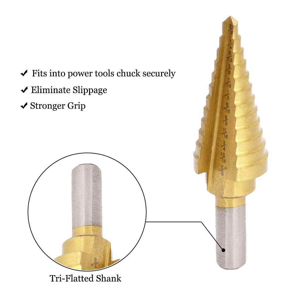 Saiper Titanium Step Drill Bit Set - 3/16