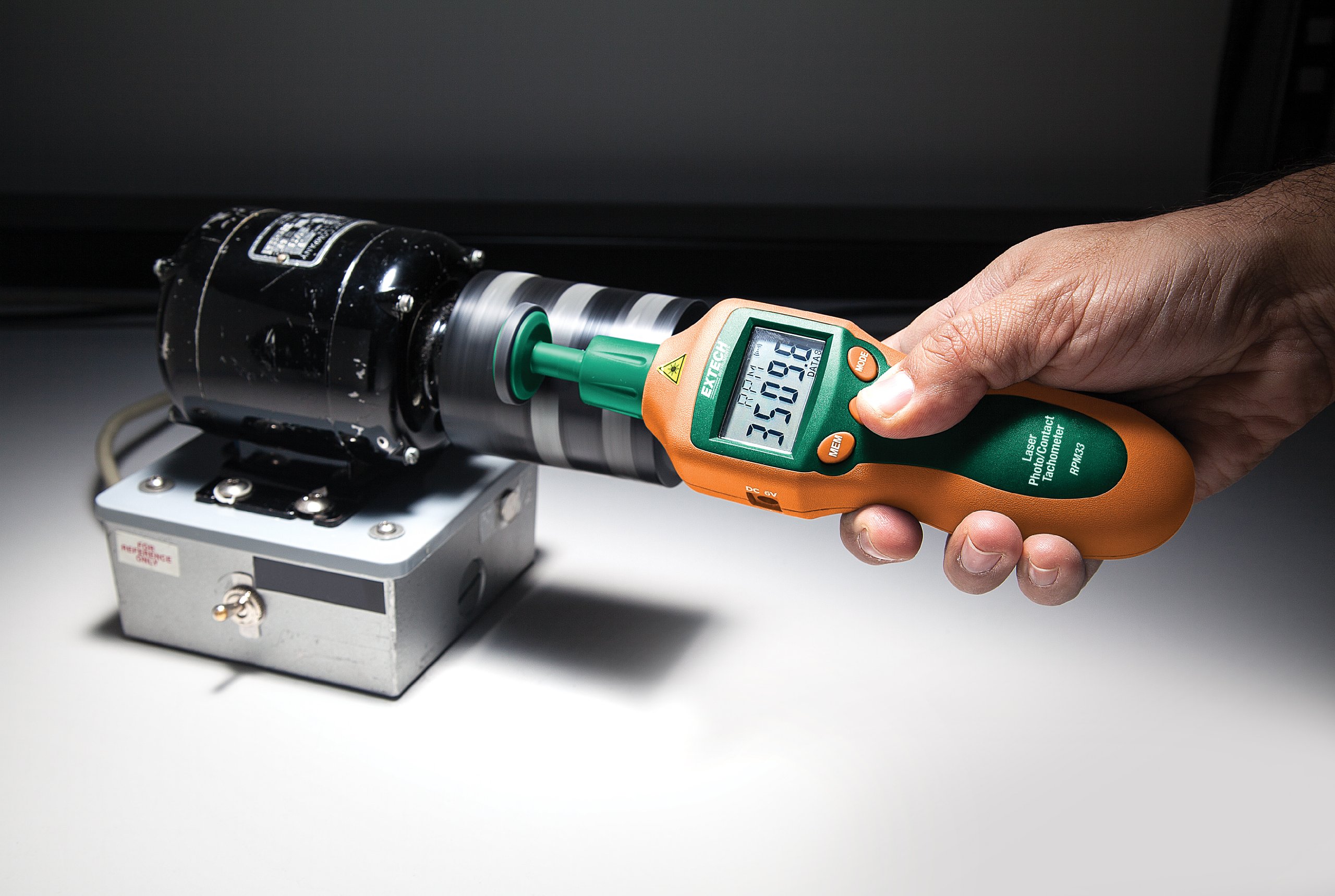 Extech RPM33 Digital Tachometer - Contact & Laser Non-Contact RPM Meter with LCD Display | Perfect for Industrial Machinery, Automotive Engines, and HVAC Equipment Maintenance