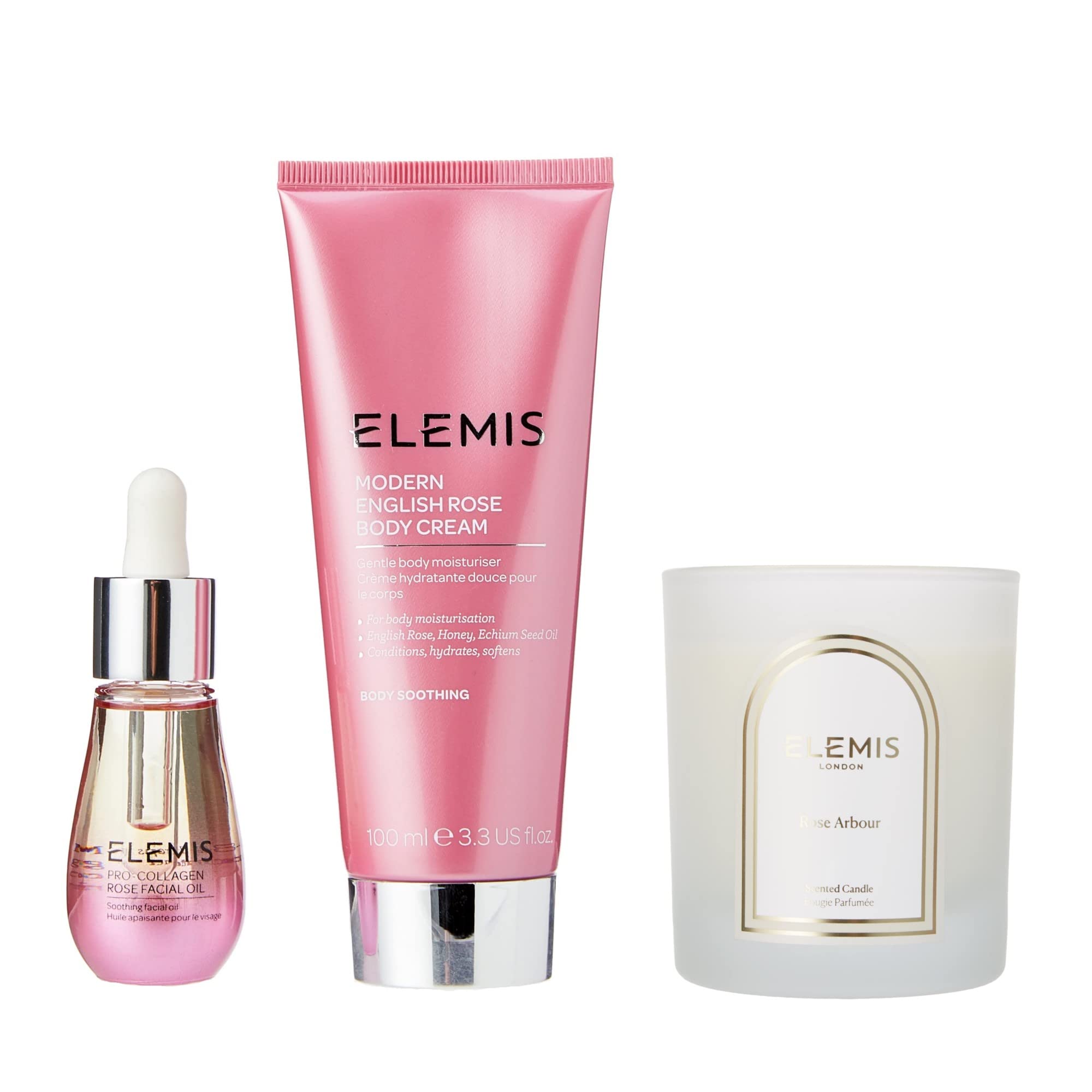 Elemis x Amazon Exclusive Delicate & Divine Rose Duo Set - Limited Edition Rose Body Cream & Facial Oil with Rose Arbour Candle | Luxurious Rose-Scented Skincare & Aromatherapy Gift Set for Relaxation, Spa Days & Self-Care Moments