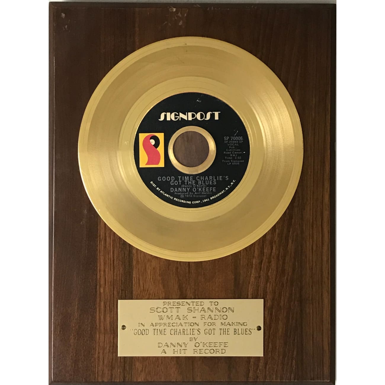 Good Time Charlie's Got The Blues by Danny O'Keefe - 1972 Vintage 45 RPM Vinyl Record from Signpost Records - Collector's Edition Award-Winning Single - Perfect for Music Collectors & Retro Music Lovers