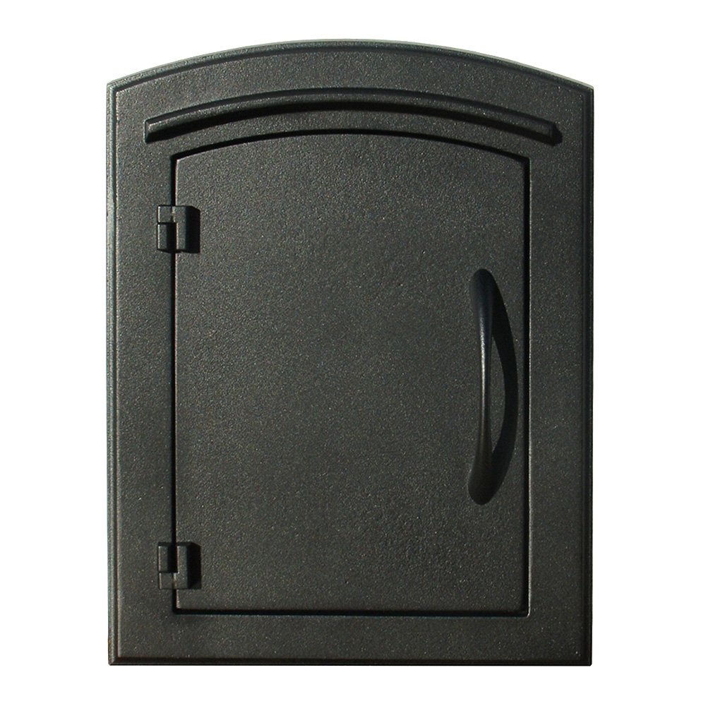 QualArc MAN-S-1400BL Black Manchester Security Mailbox with Chute - Column Mount for Residential & Commercial Use - Durable Plain Door Design for Mail Collection