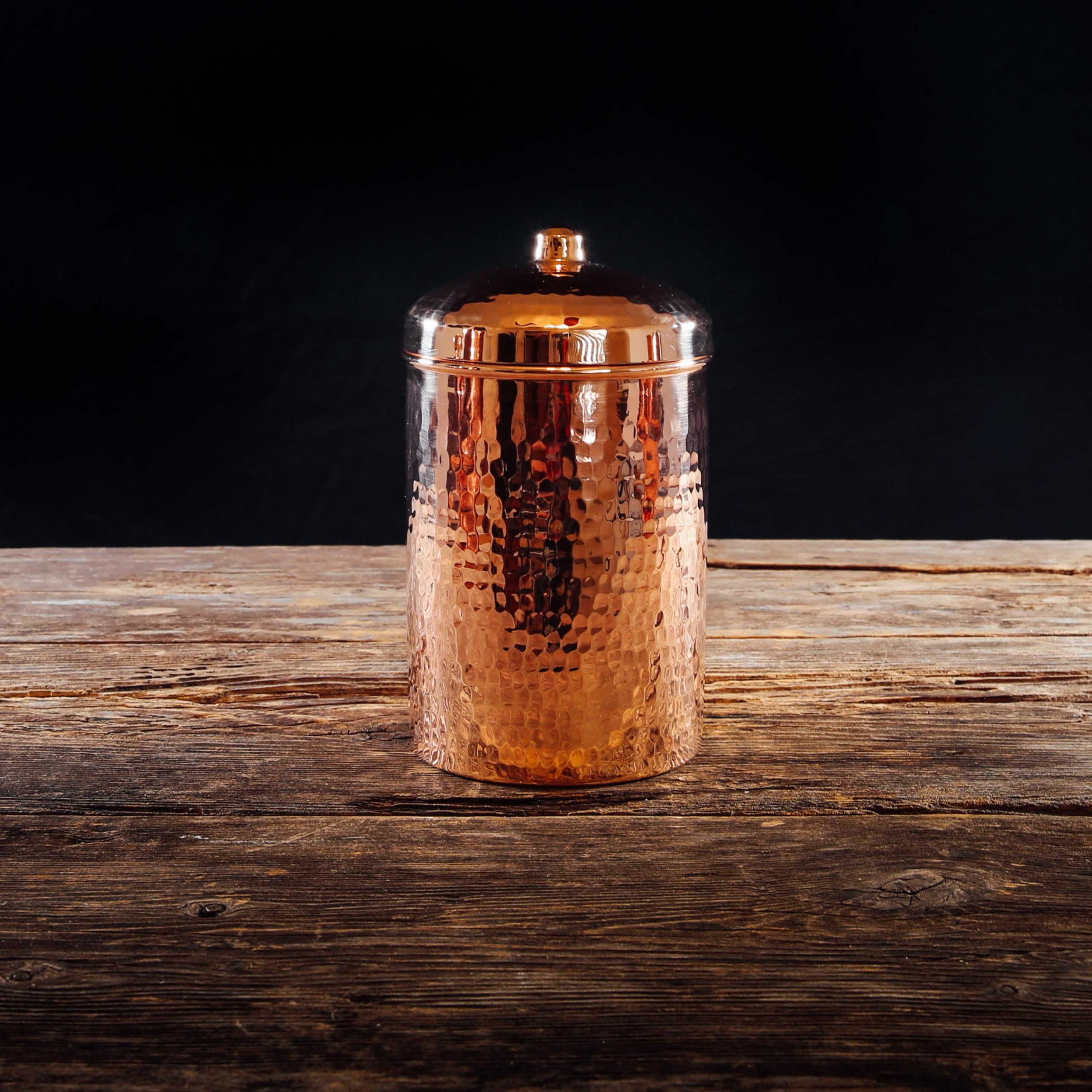 Sertodo Polished Copper Kitchen Canisters Set - 2 Quart Capacity, Elegant & Functional Storage Containers for Flour, Sugar, Coffee - Hammered Finish for Shine & Durability - Eco-Friendly Recycled Copper - Perfect for Pantry Organization & Countertop Decor