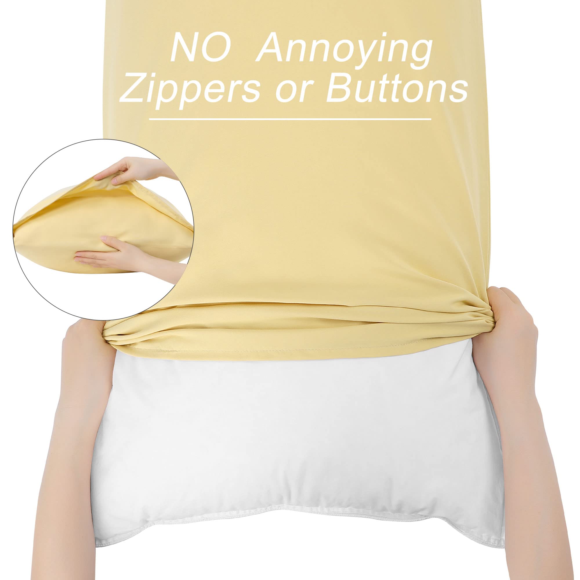 uxcell Soft Microfiber Body Pillow Case 20x48 Inches - 90 GSM Polyester Replacement Cover for Full Body Pillows (Gold) | Perfect for Pregnancy Support, Back Pain Relief & Comfortable Sleeping
