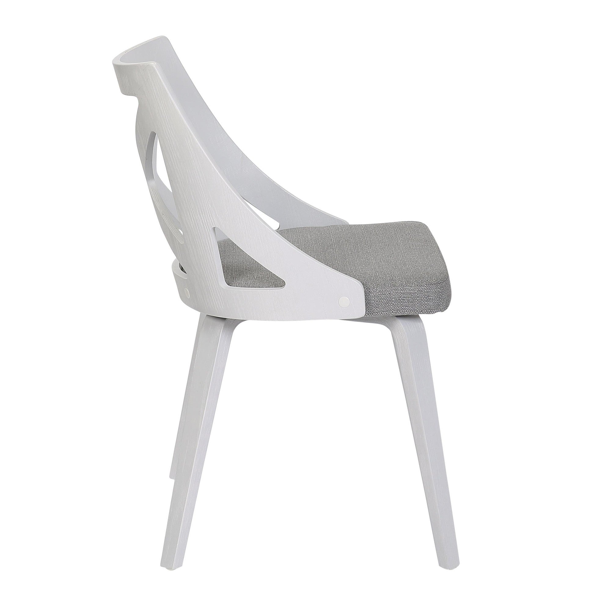 LumiSource Charlotte Farmhouse Chair Set of 2 - White Textured Wood & Light Grey Fabric - Perfect for Dining Room, Kitchen Nook or Farmhouse Decor