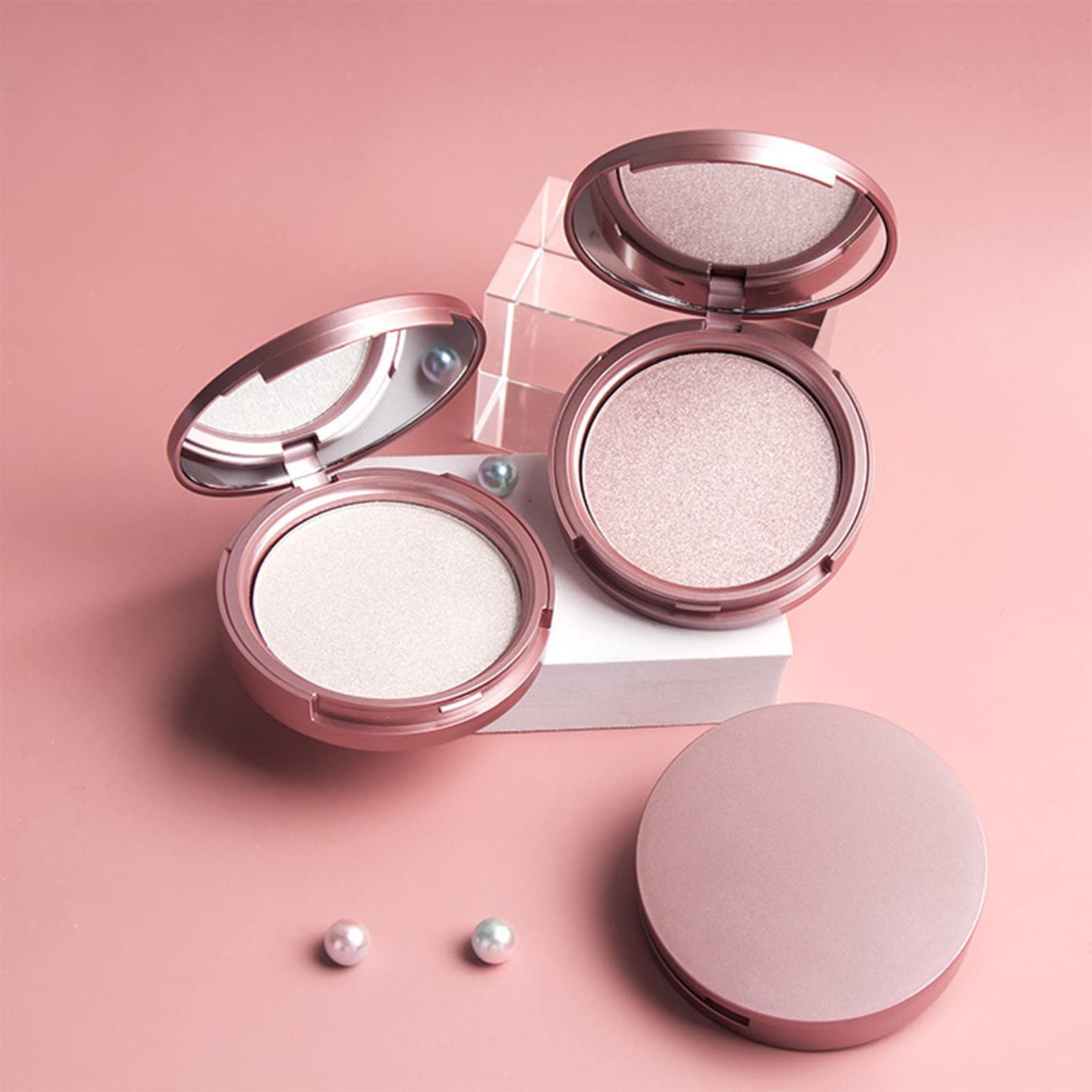 Natural Nude Highlighter Makeup Powder - Monochrome Light & High Gloss Finish for All Skin Types | Shimmery Face & Body Highlighting for Everyday Glow & Special Occasions