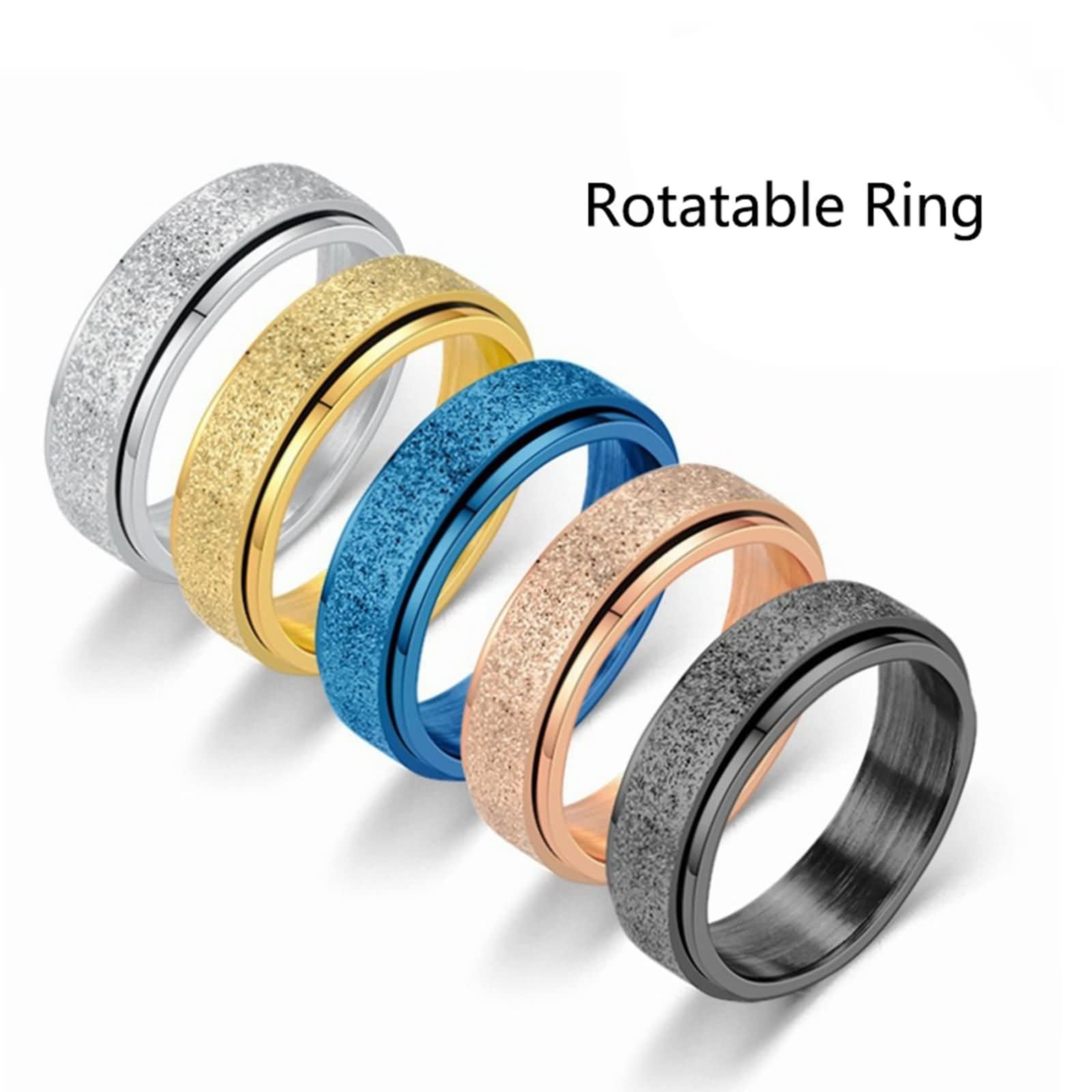 Men's Stainless Steel Engagement Band 6MM - Rotatable Matte Ring Size 6-12 for Wedding & Proposal