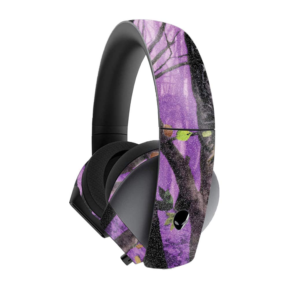 Alienware 7.1 Gaming Headset Skin - Glossy Purple Tree Camo Glitter Cover | Protective & Durable Vinyl Decal | Easy to Apply & Remove | Made in USA | Perfect for Gaming Setups & Customization