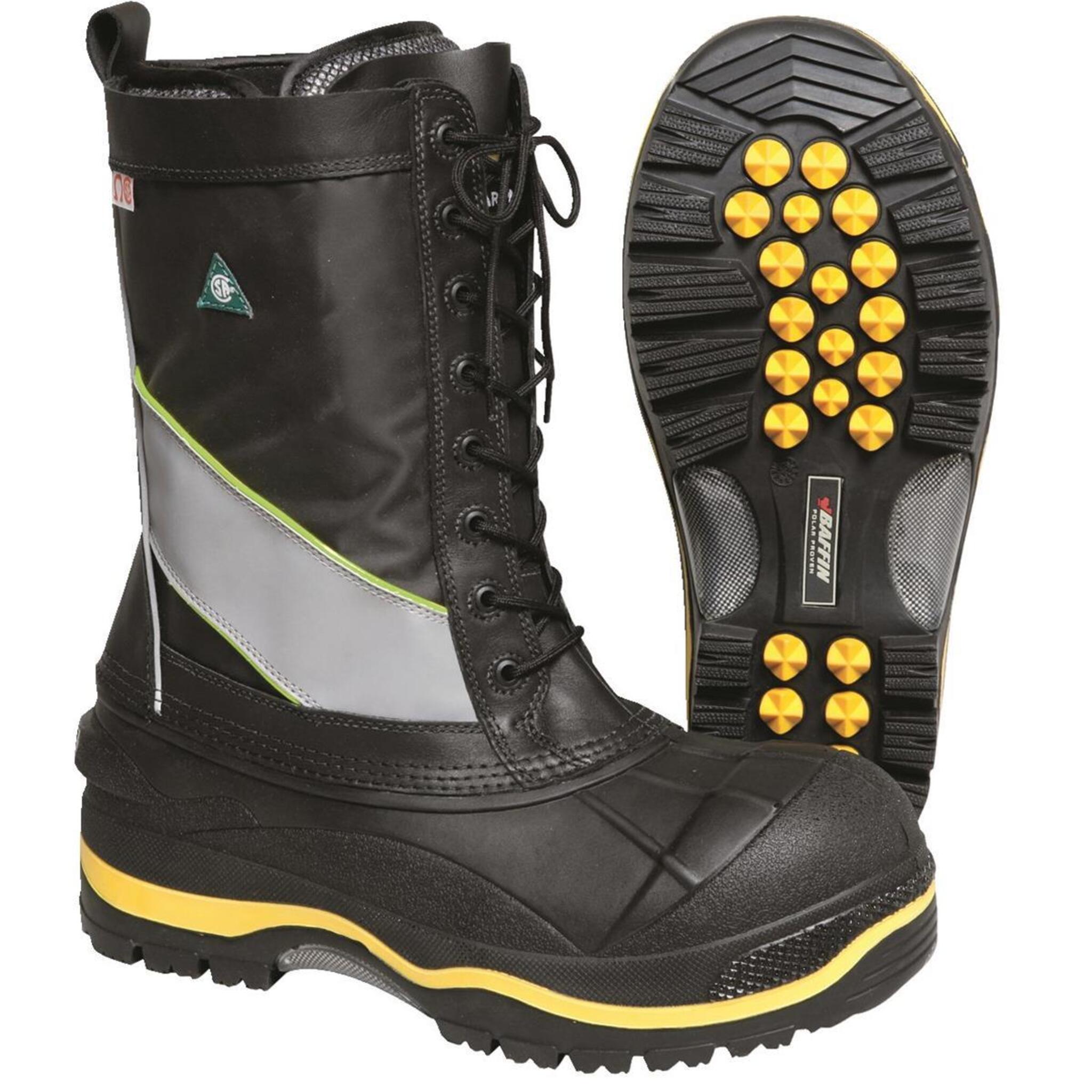 Baffin Men's Winter Safety Work Boots - Hi-Vis Reflective, Oil & Acid Resistant Outsole, GelFlex Midsole, -148°F to 100°C Rated (Sizes 8-13) - Ideal for Construction, Warehouse & Outdoor Winter Work