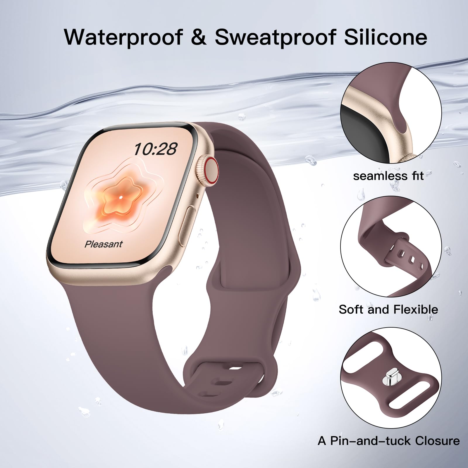 Yoohoo Sport Straps - Soft Silicone Replacement Watch Bands Compatible with Apple Watch Series 10/9/8/7/6/5/4/3/2/1/SE (38mm 40mm 41mm 42mm) - Comfortable & Durable for Men & Women - Perfect for Running, Gym & Everyday Wear