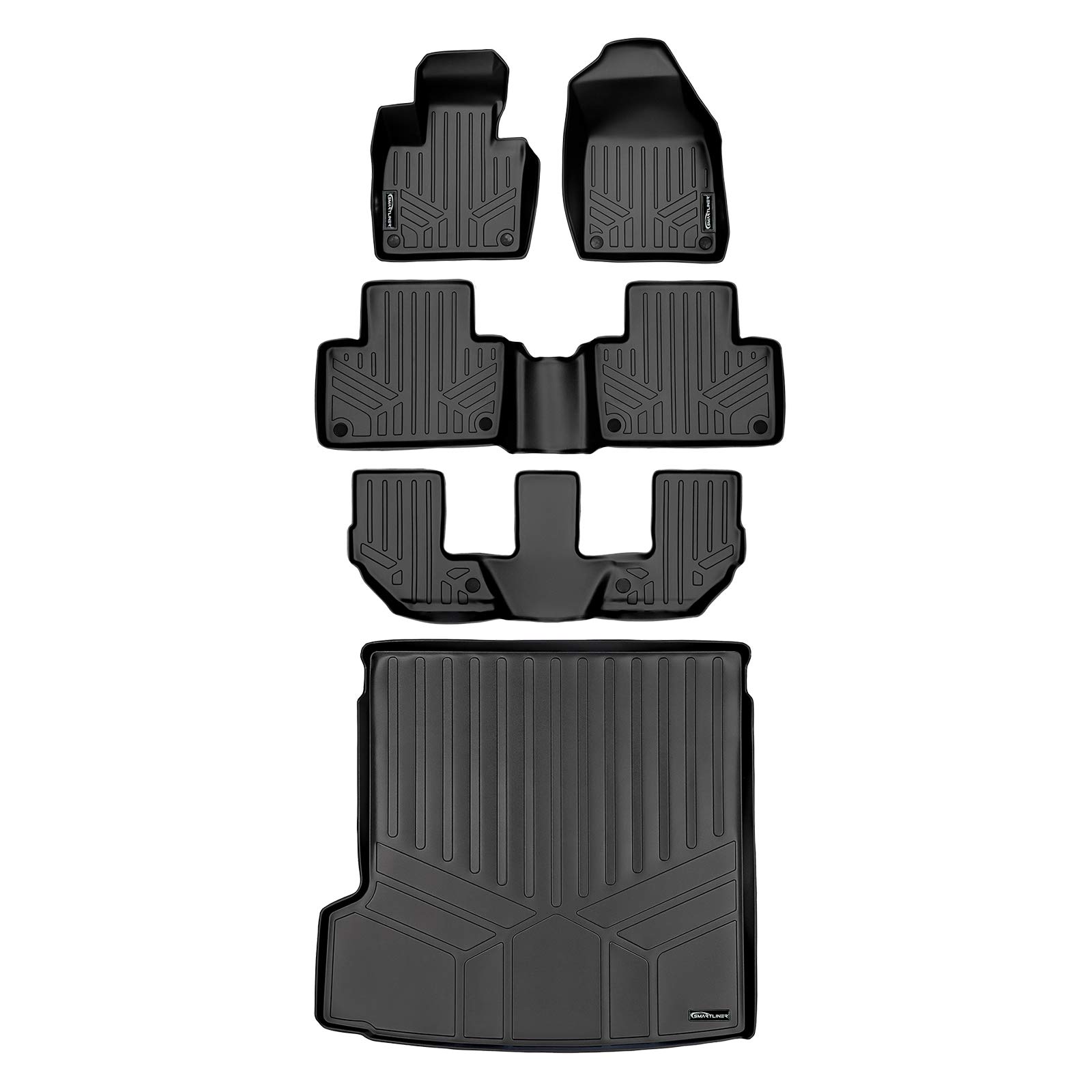 Premium SMARTLINER All-Weather Floor Mats & Cargo Liner Set for 2016-2025 Volvo XC90 (Excluding Plug-in Hybrid) - 3-Row Protection, Durable Black Custom Fit - Perfect for Family Road Trips & Outdoor Adventures