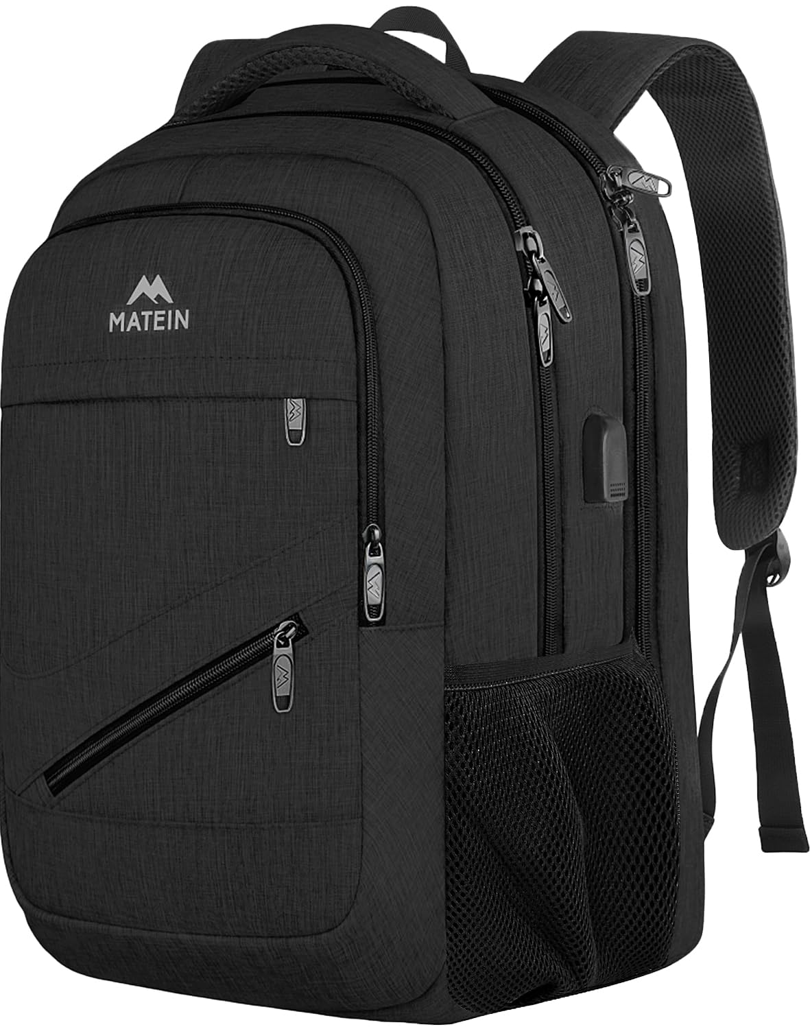 Matein 15.6 Inch Water Resistant Laptop Backpack for Travel & Business - Professional Backpack with Multiple Organization Pockets for Men & Women - Perfect for Airplane Travel, Office Commute & Daily Use