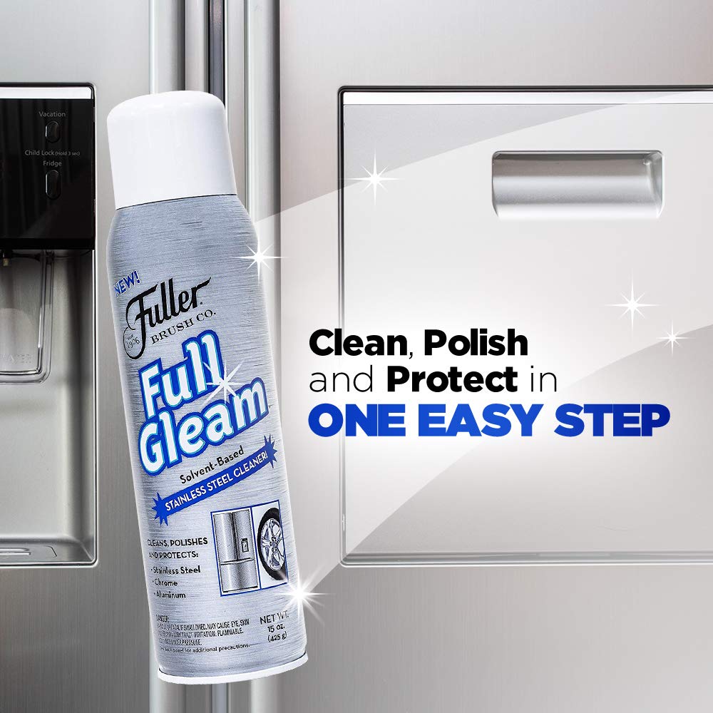 Fuller Brush Full Gleam Stainless Steel Cleaner & Polish Spray - Chrome & Aluminum Conditioner for Pots, Pans, Cooktops & Kitchen Appliances - Safe for Home & Commercial Use - Perfect for Daily Cleaning & Shine Maintenance