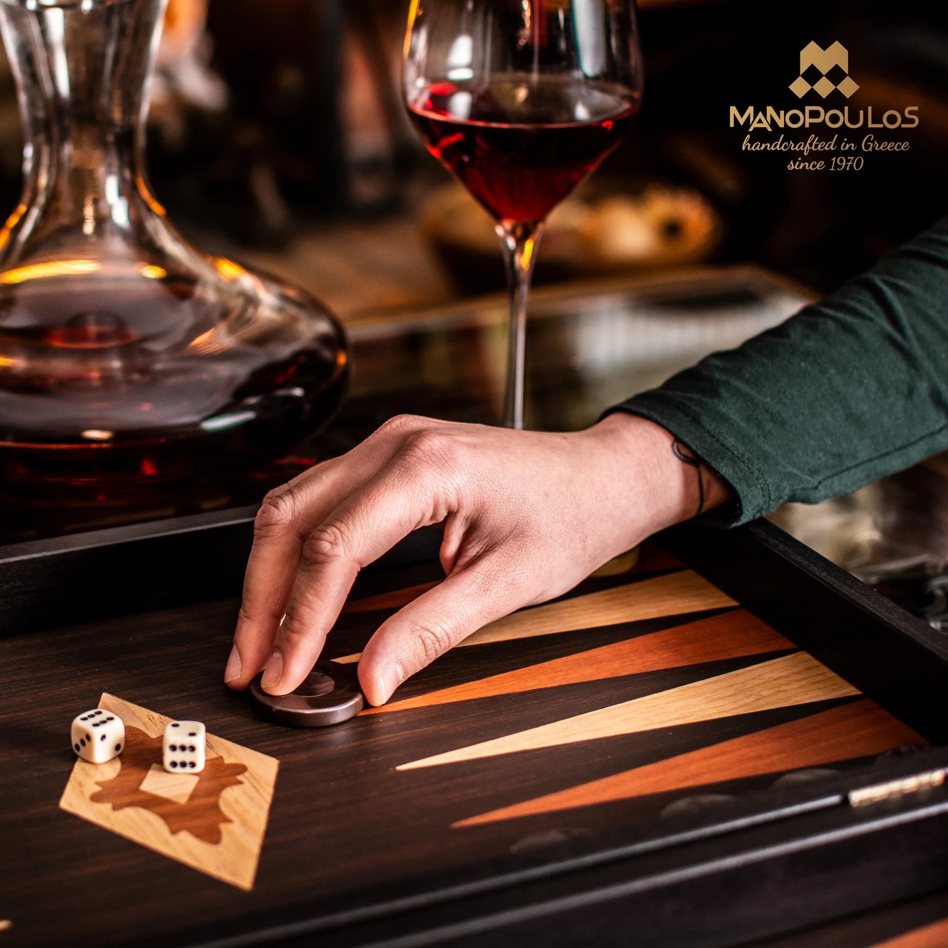 15 Inch Wenge Wood Backgammon Board Game Set - Premium Replica for Home, Travel & Gifts