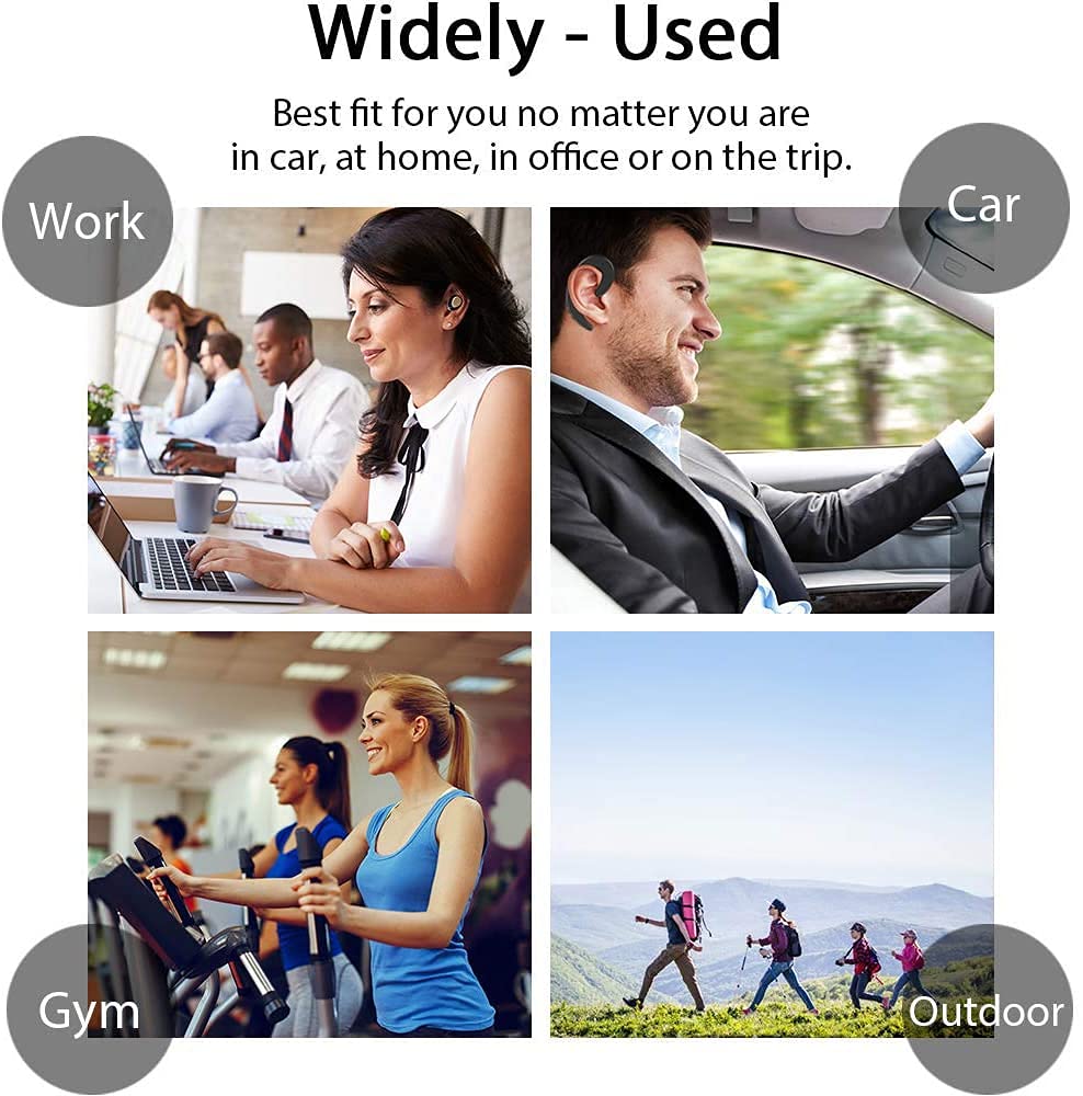 Ear Hook Bluetooth Headphone V5.0 with Mic - Wireless Single Ear Headset for iPhone & Android - 5 Hours Playtime, Lightweight & Comfortable Design - Perfect for Driving, Office Work, and Outdoor Activities