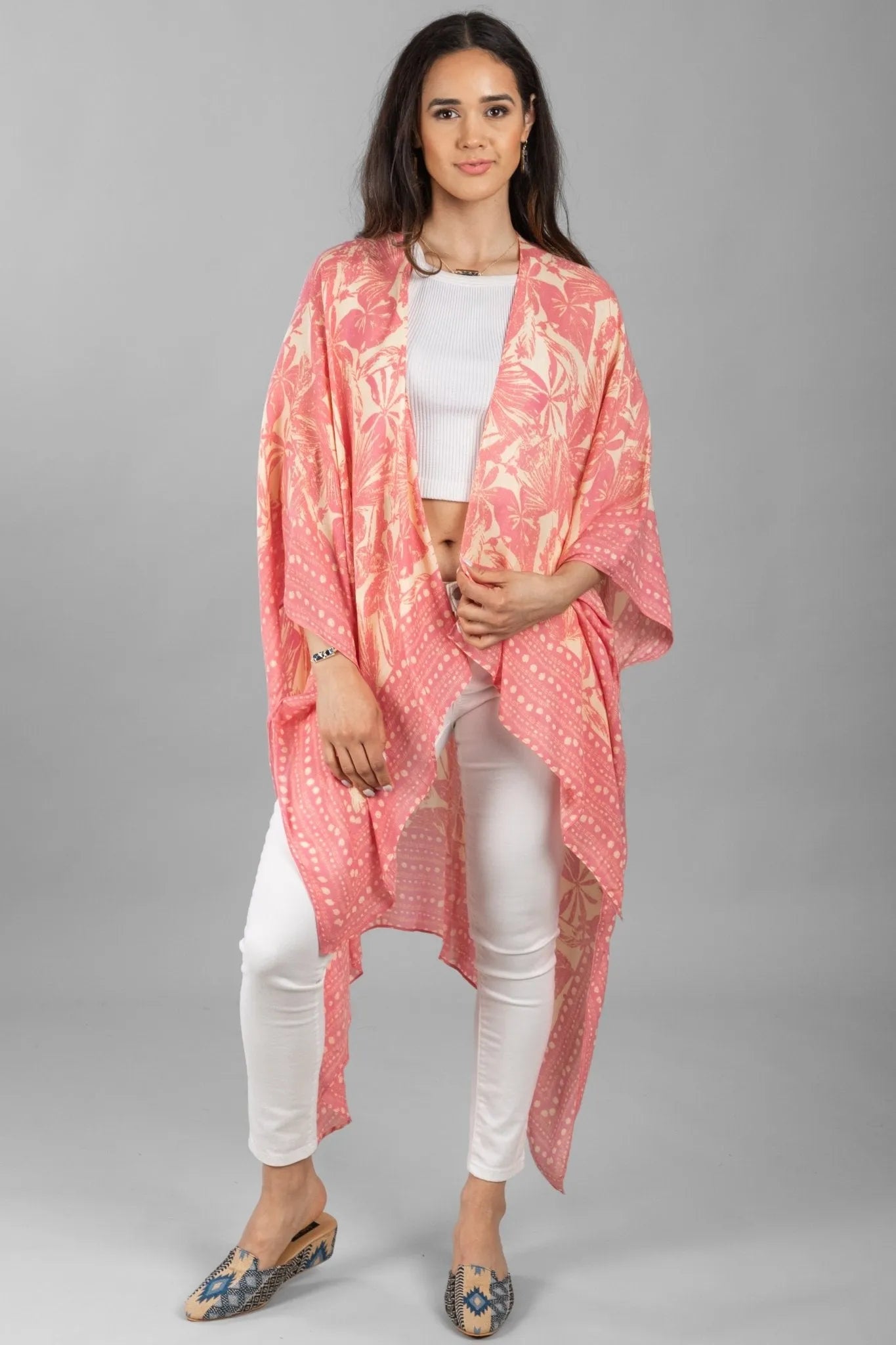 Stylish Tropical Print Kimono Robe - Lightweight Summer Cover Up for Women - Perfect for Beach, Pool, and Vacation Wear